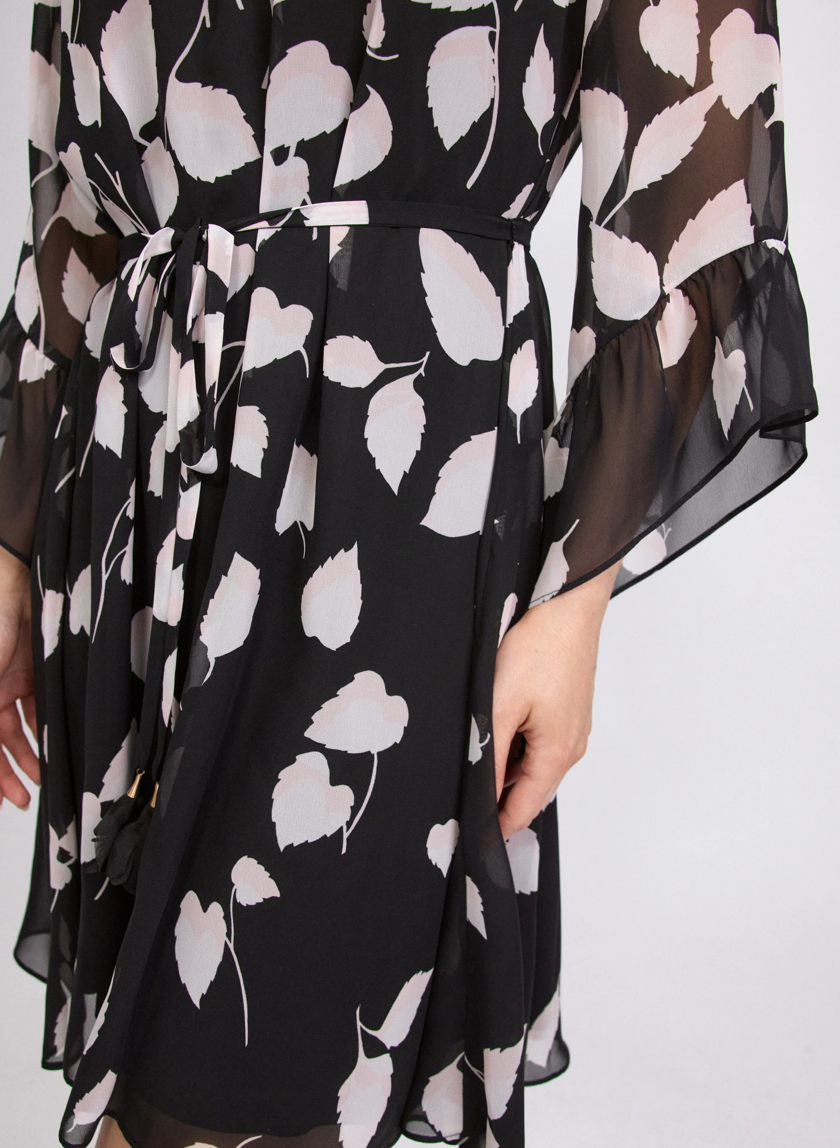 Cascading Leaf Print Dress - Image 7