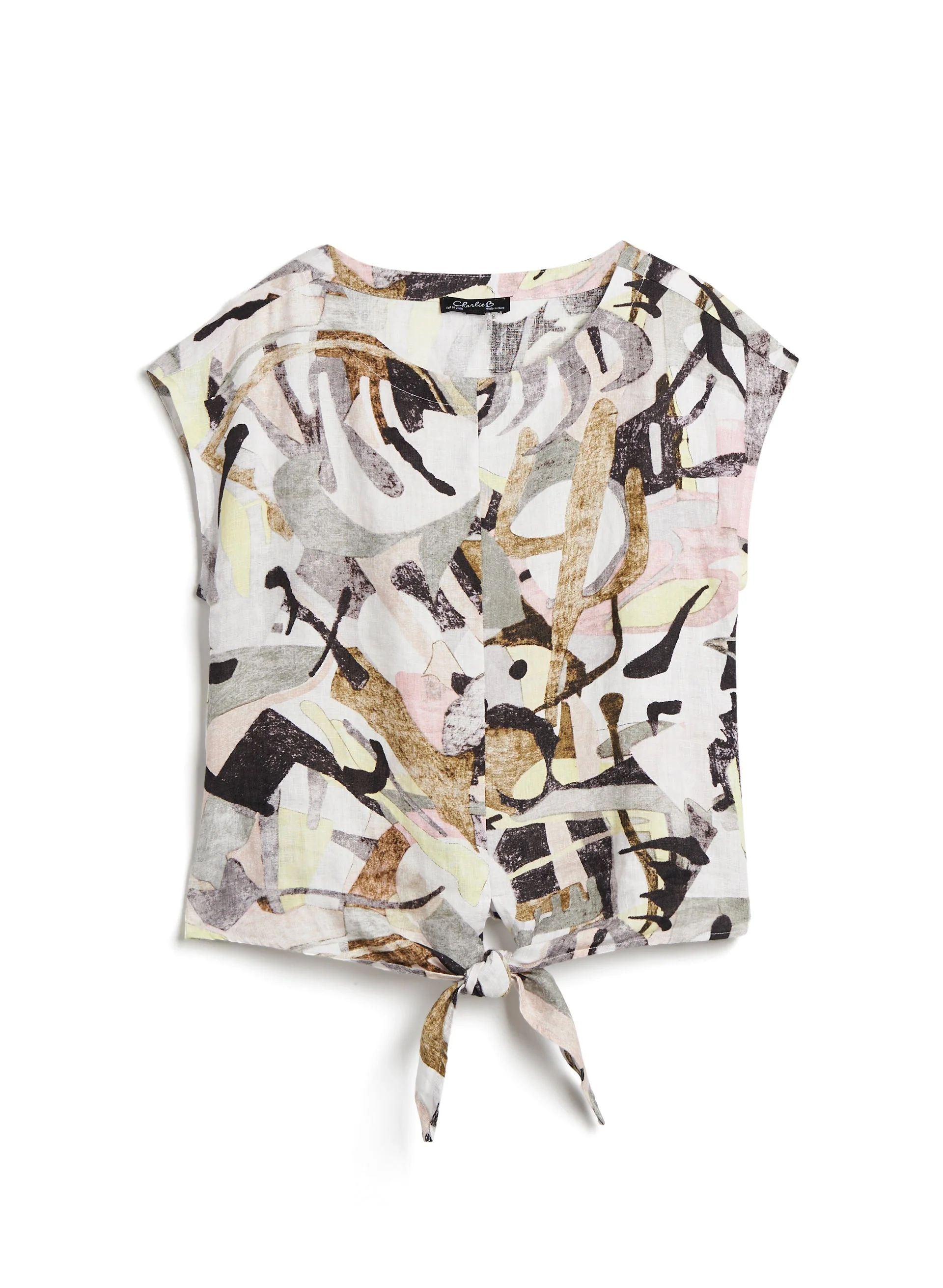 Charlie B - Abstract Print Linen Top - Image 5