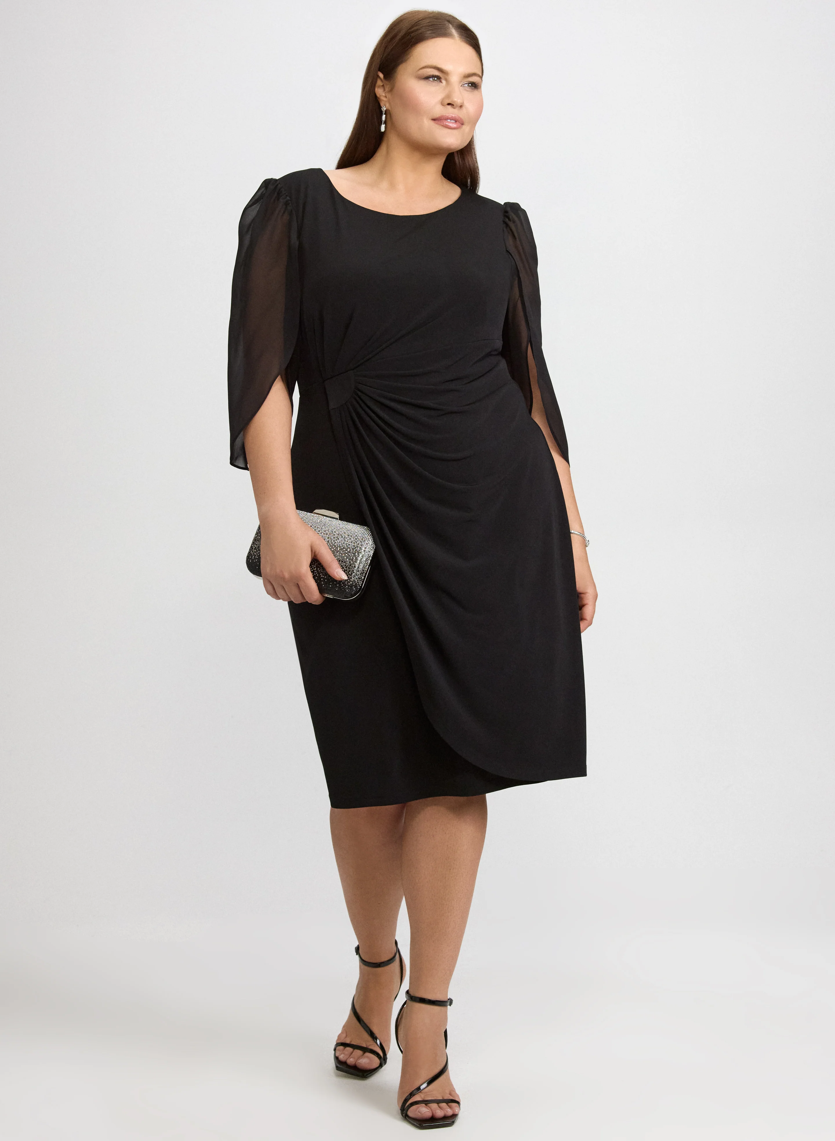 Chiffon Cape Sleeve Dress