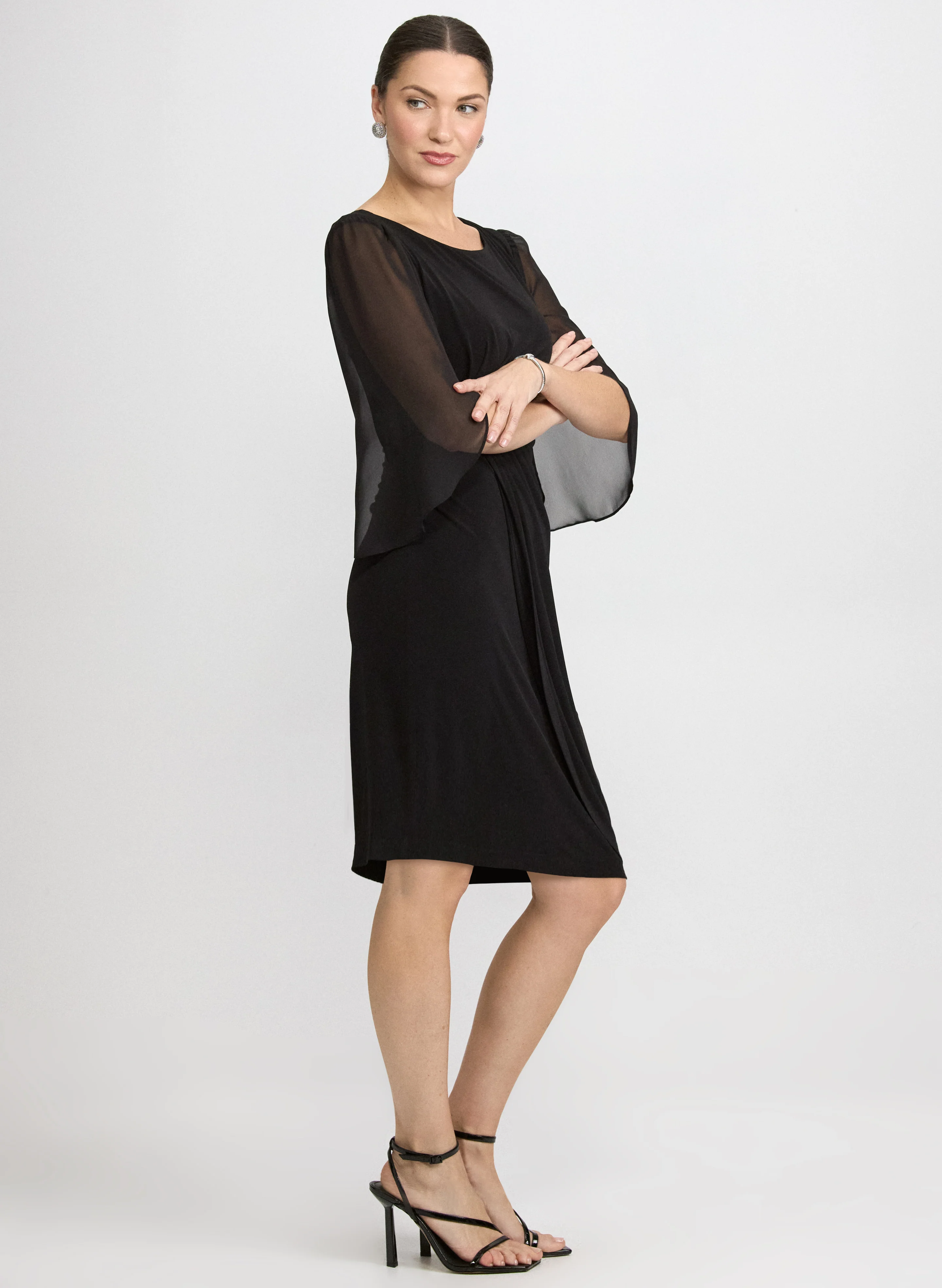 Chiffon Cape Sleeve Dress - Image 2