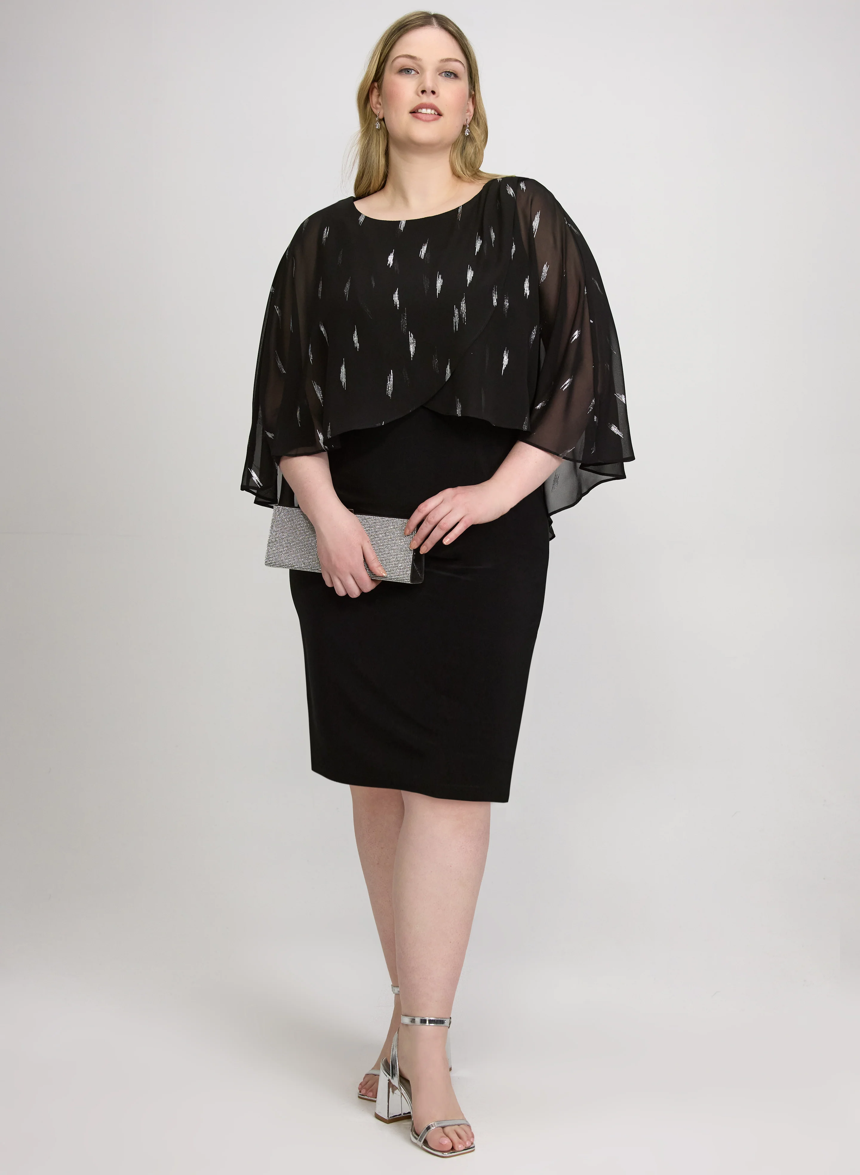 Chiffon Overlay Sheath Dress