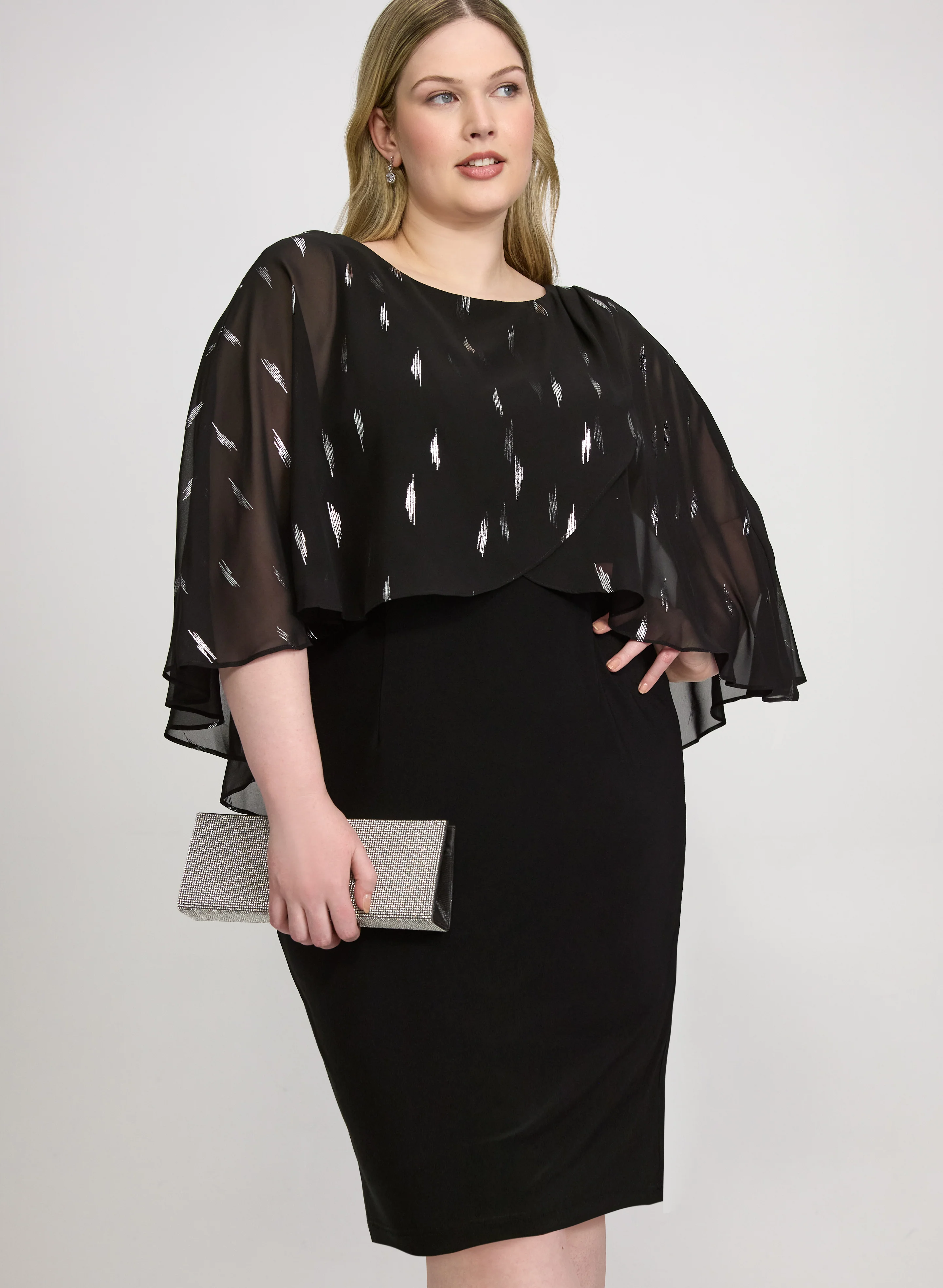 Chiffon Overlay Sheath Dress - Image 2