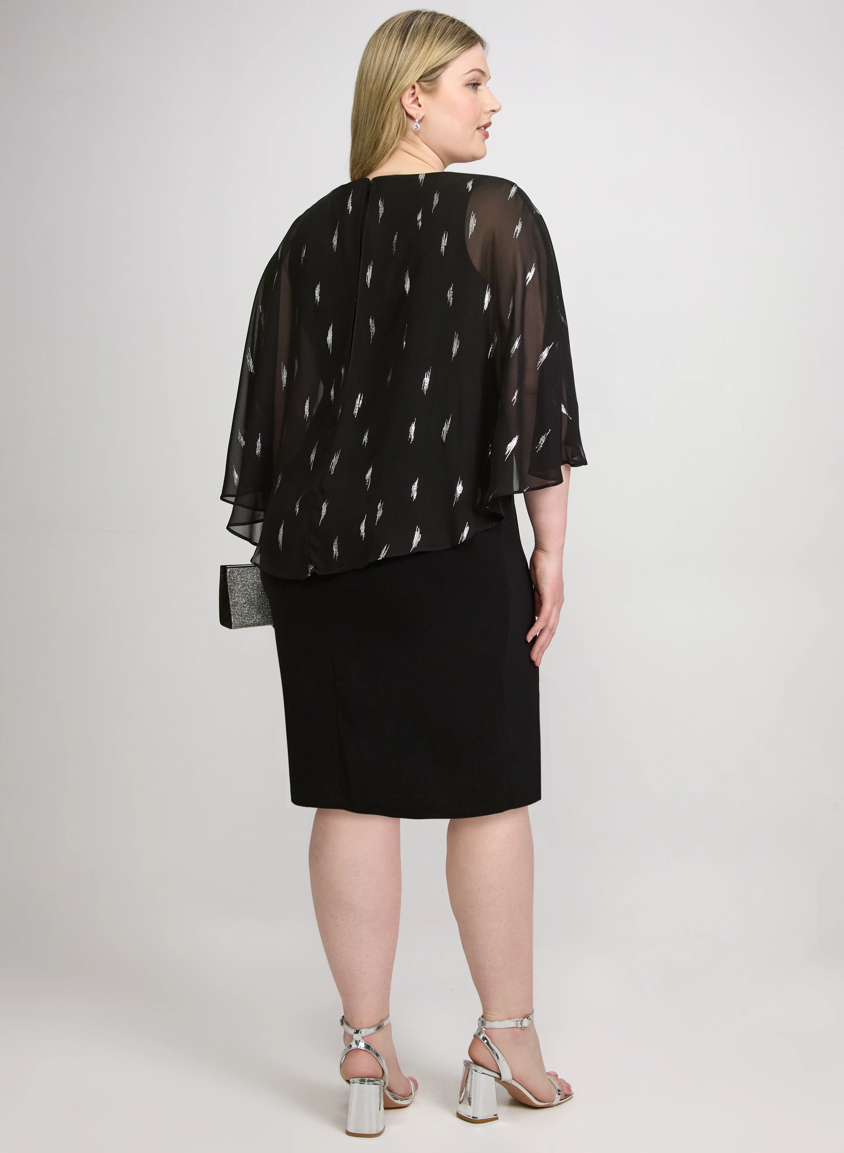 Chiffon Overlay Sheath Dress - Image 4
