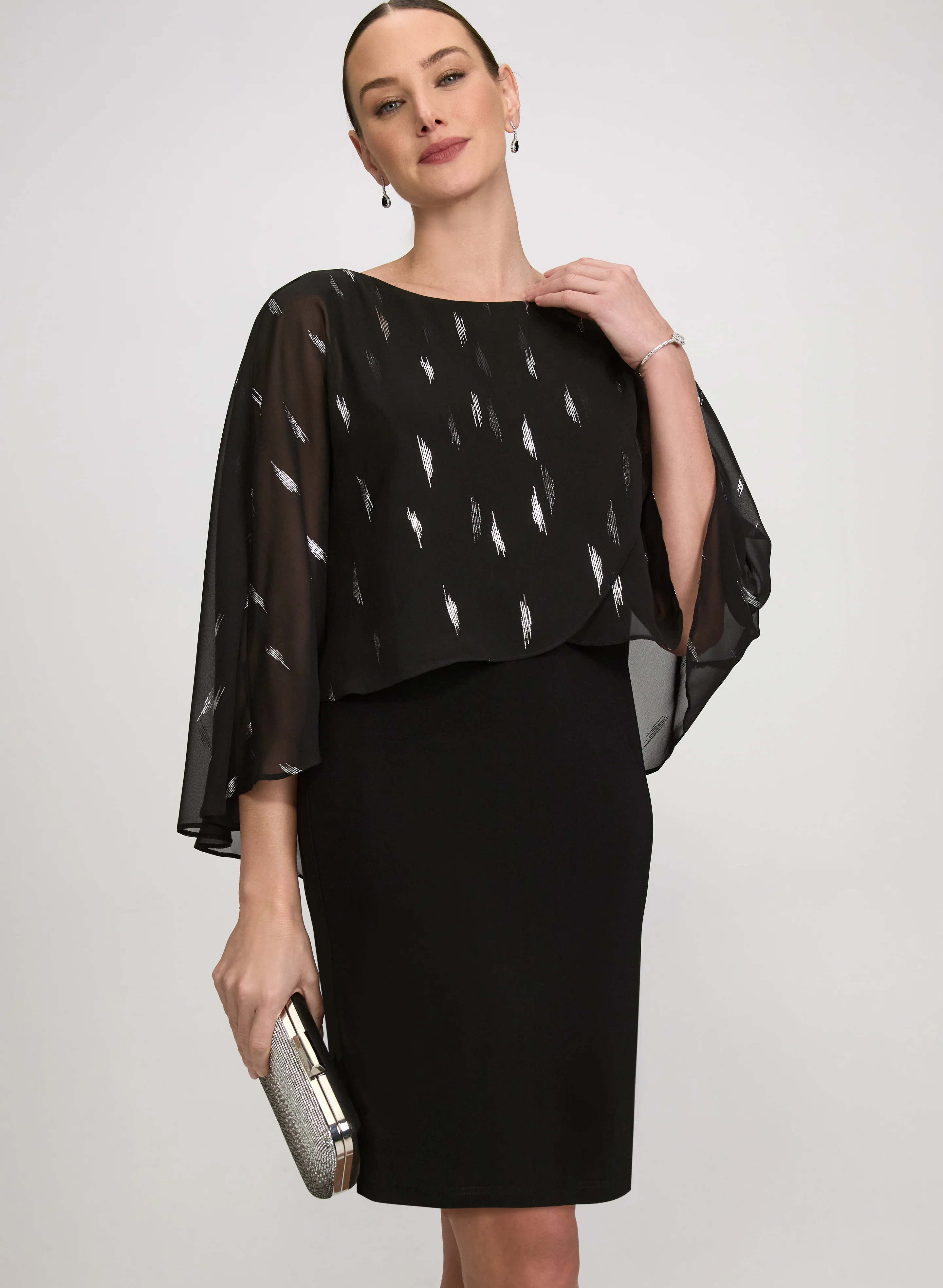Chiffon Overlay Sheath Dress - Image 2
