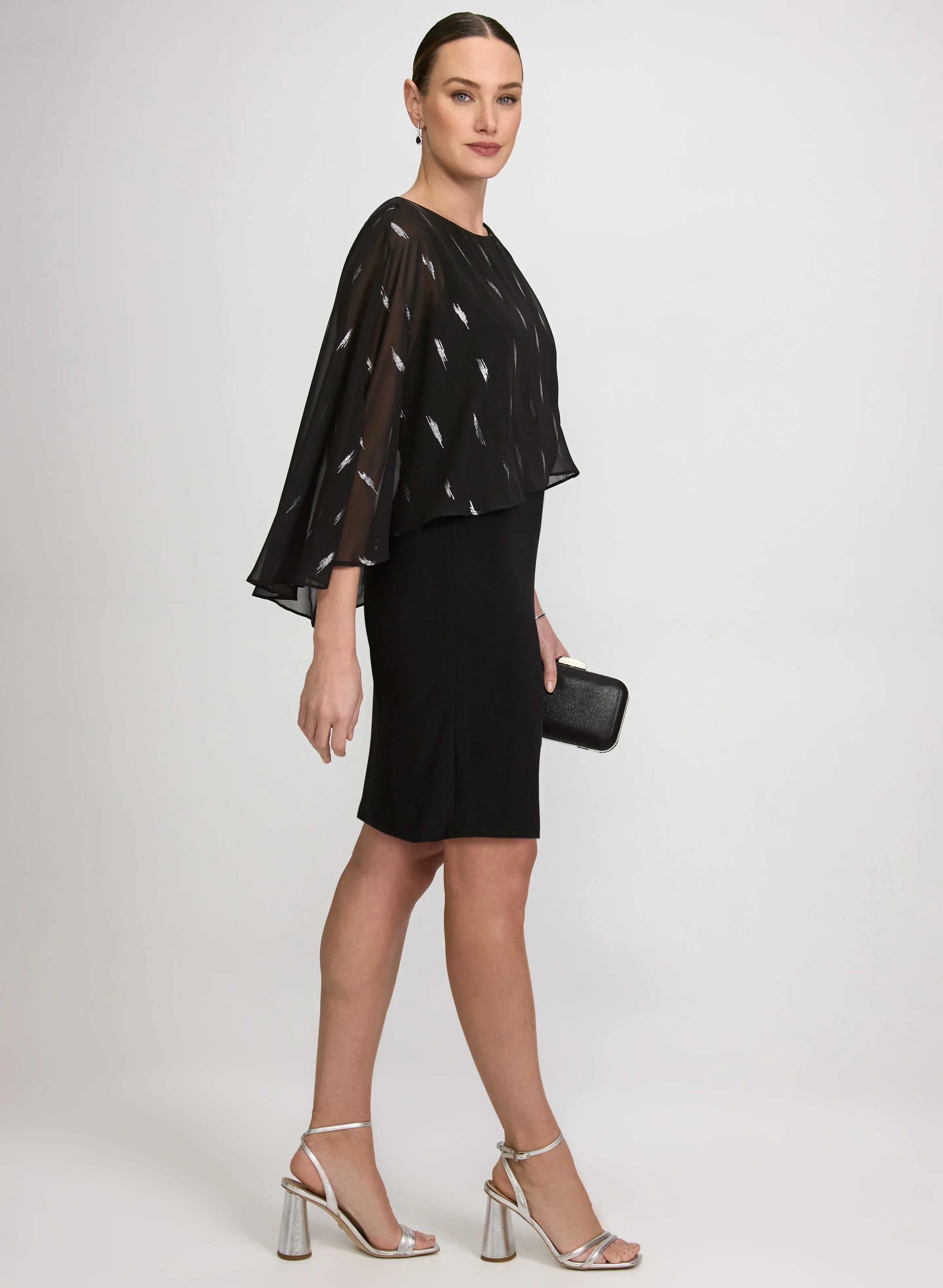 Chiffon Overlay Sheath Dress - Image 3
