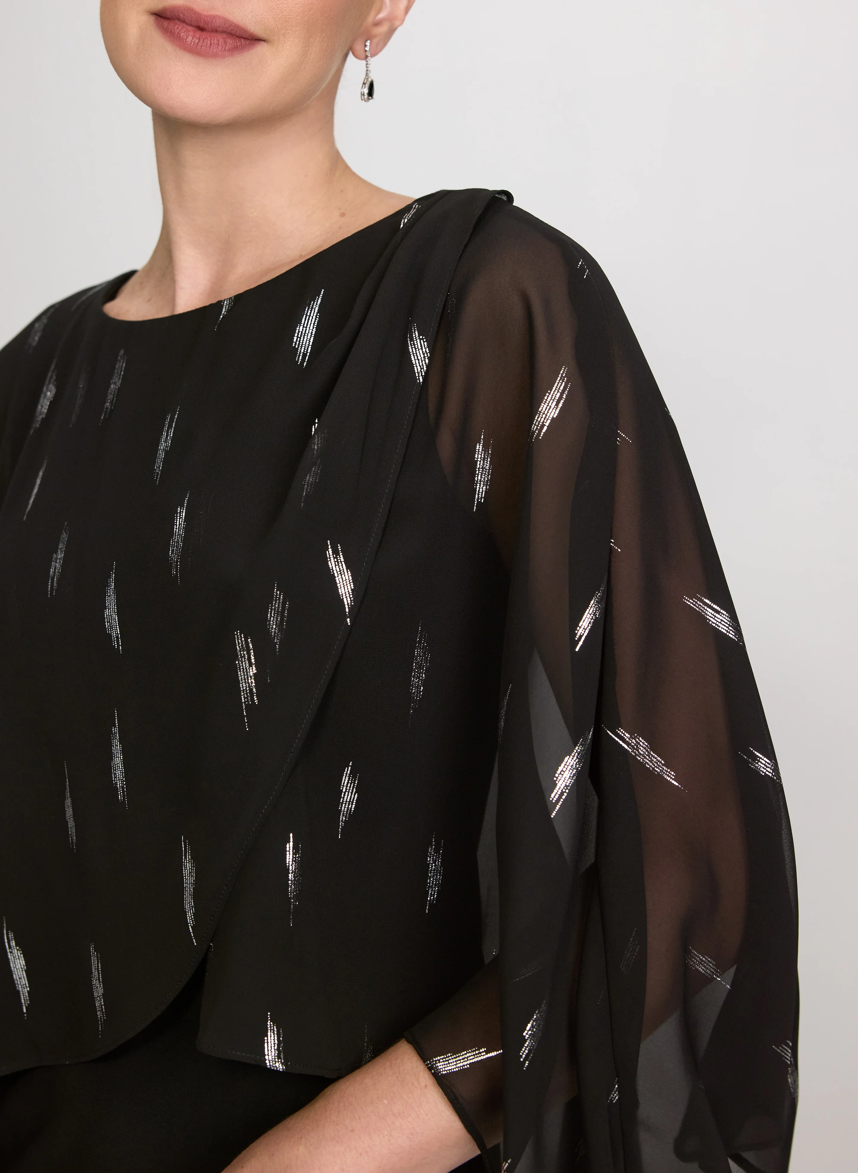 Chiffon Overlay Sheath Dress - Image 5