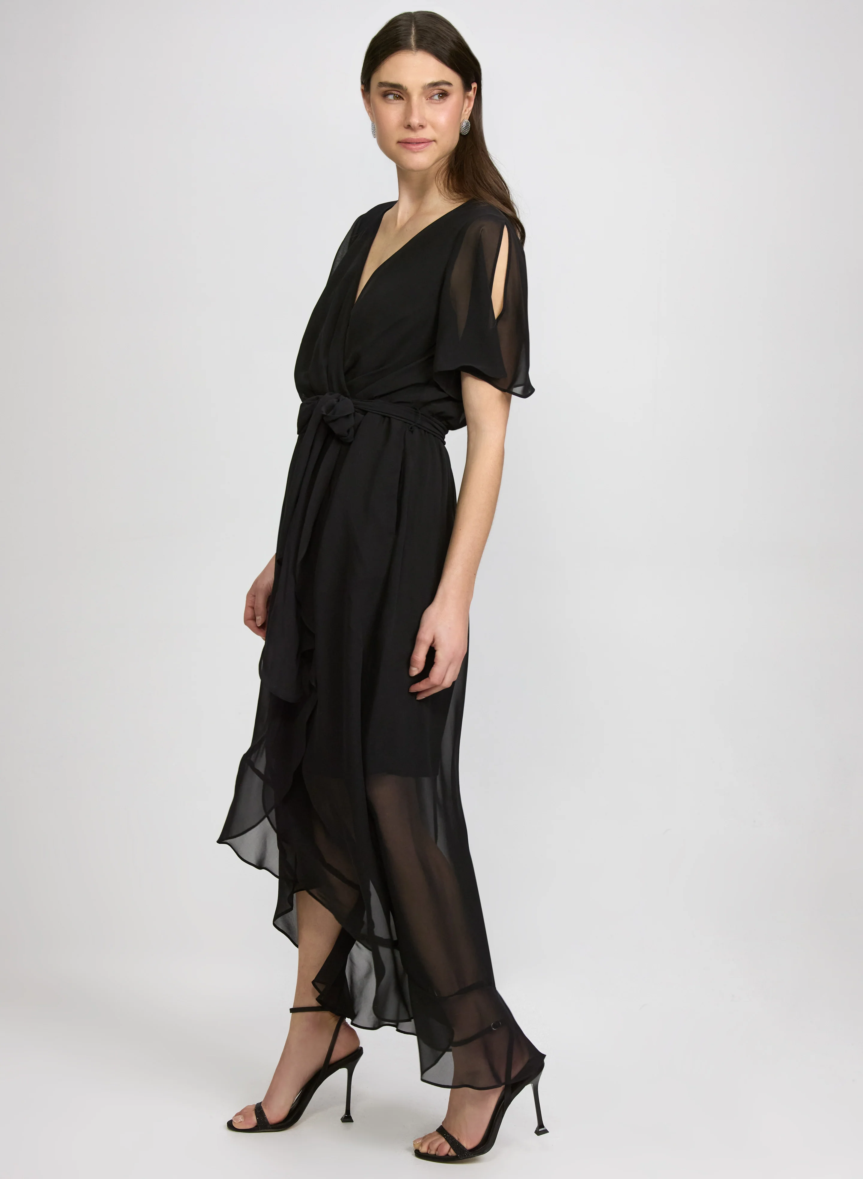 Chiffon Wrap-Style Dress - Image 3