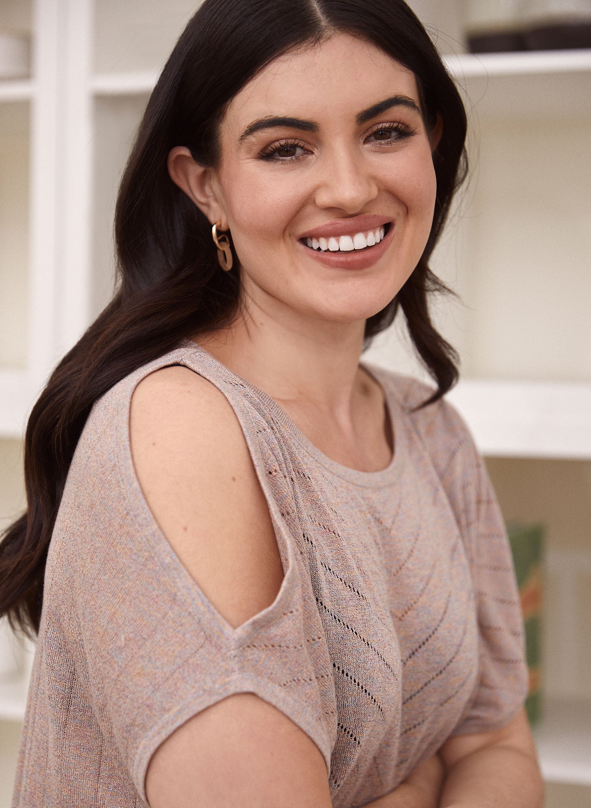 Cold Shoulder Short Sleeve Sweater - Image 2