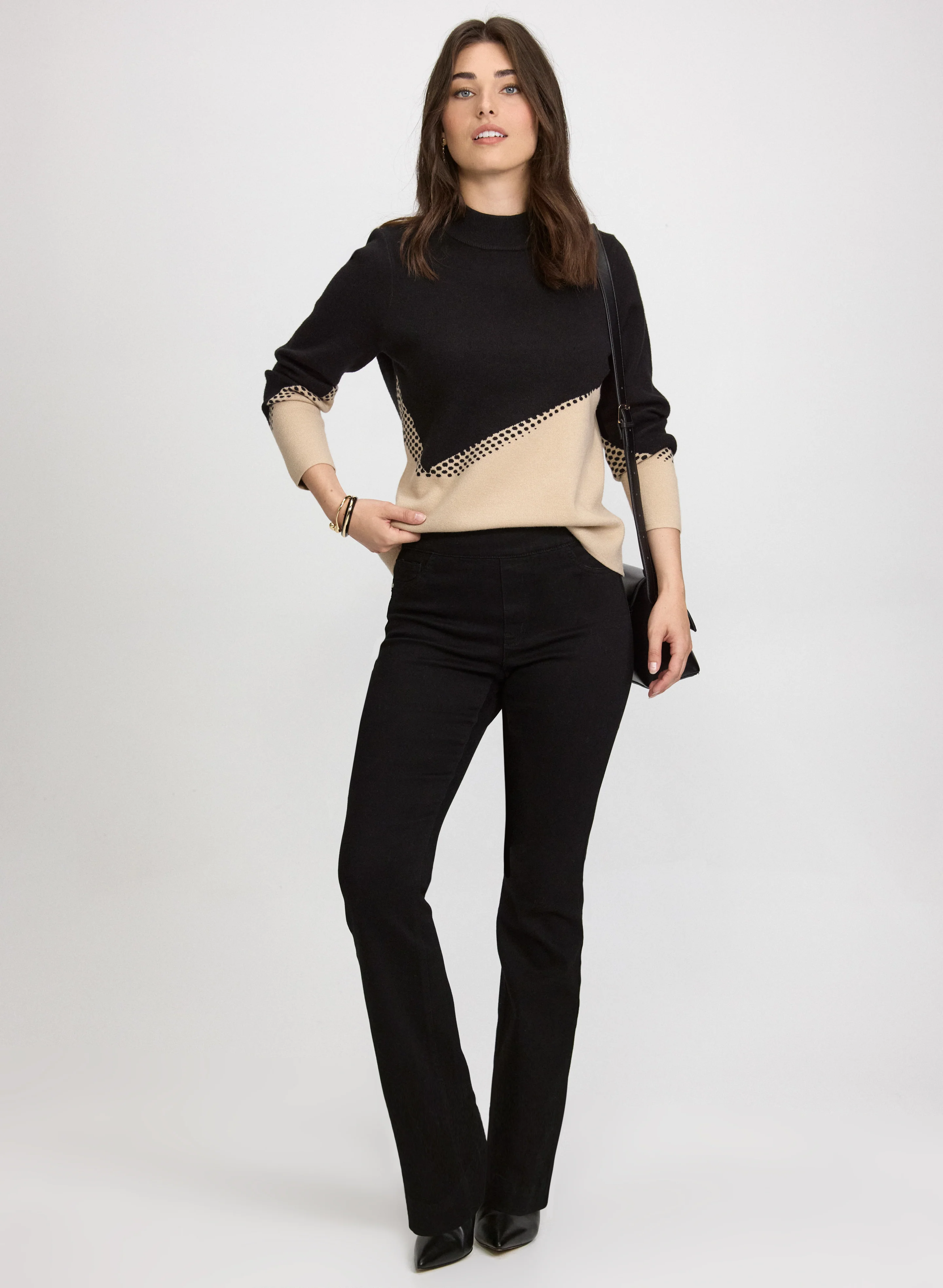Colour Block Mock Neck Sweater - Image 3