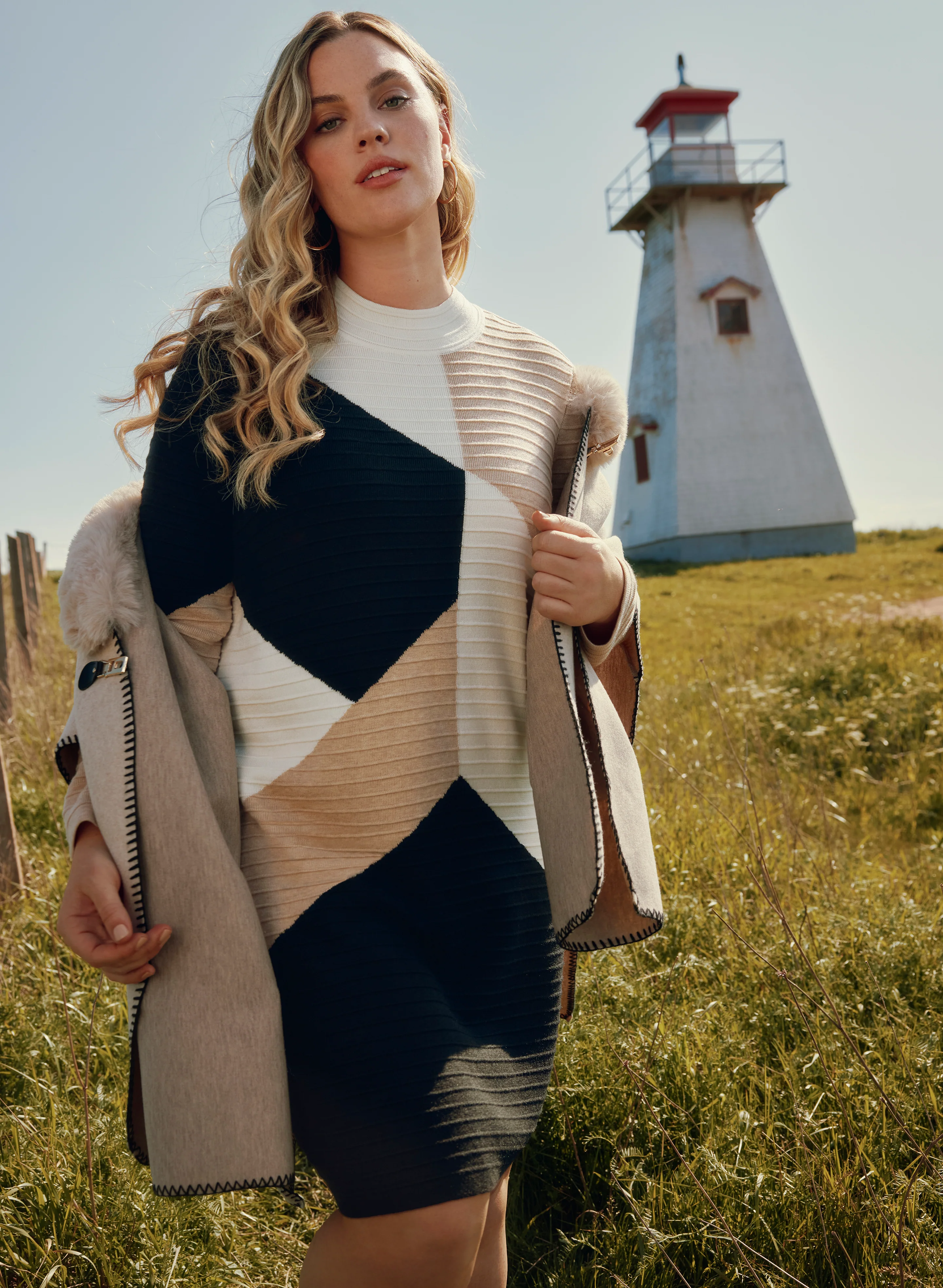 Colour Block Sweater Dress - Image 2