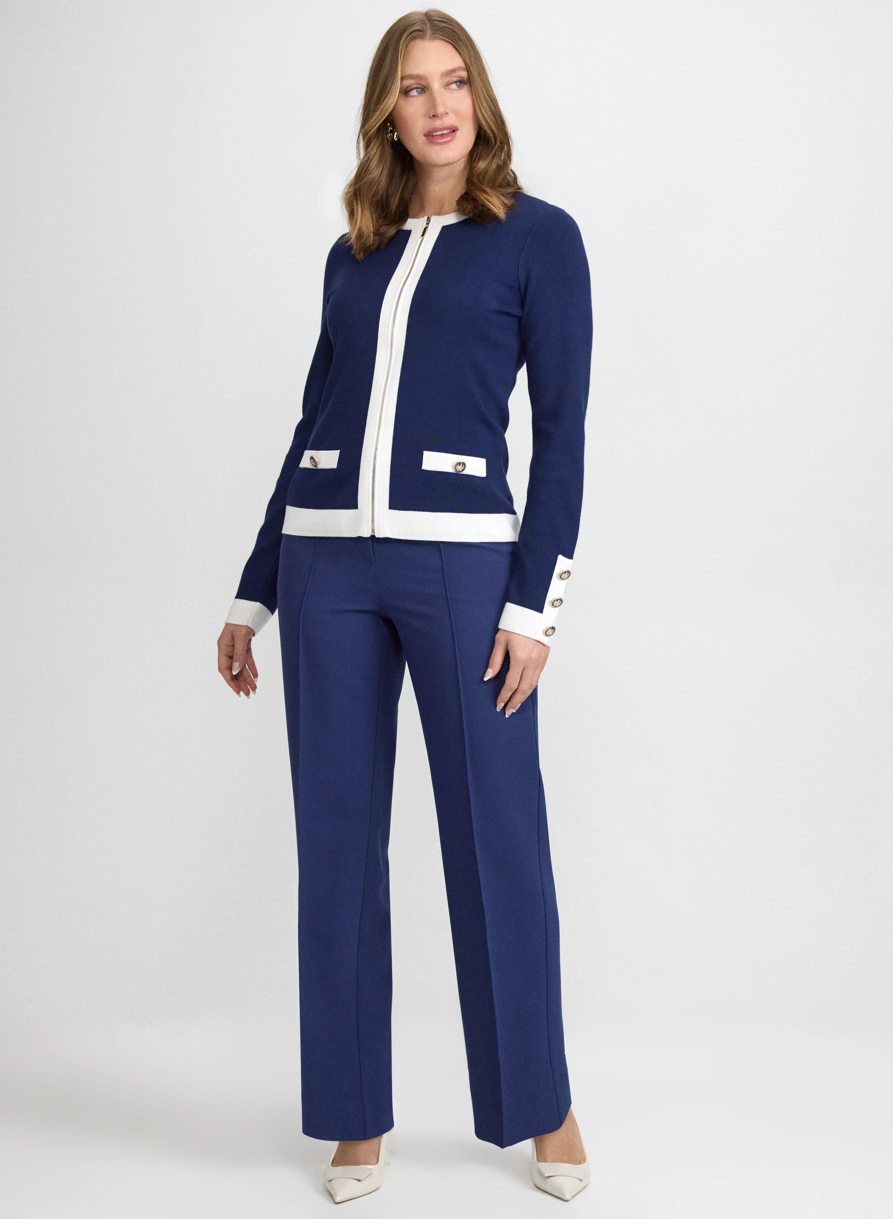 Colour Block Zip-Up Cardigan - Image 3
