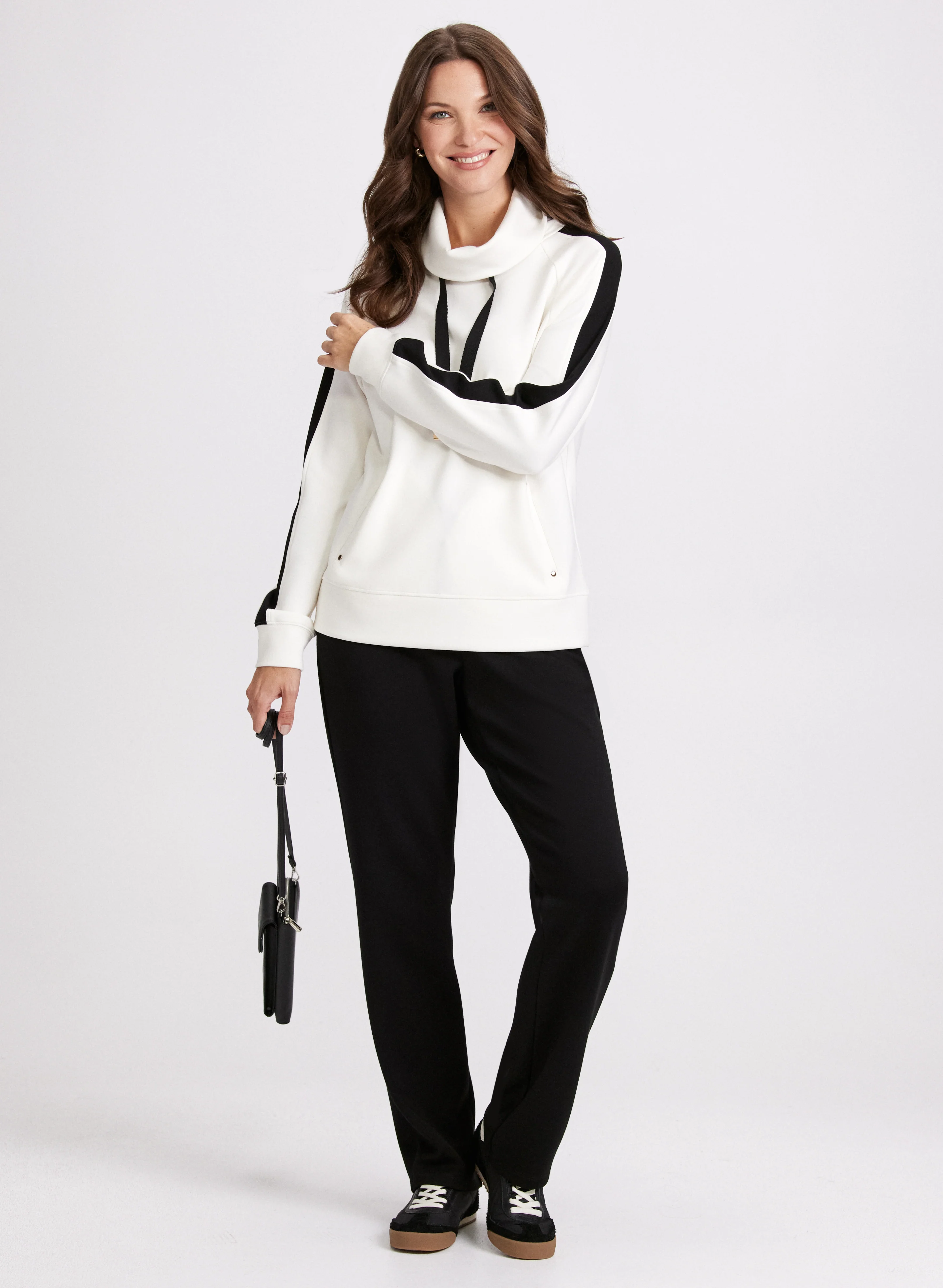 Contrast Cowl Neck Pullover Top - Image 3