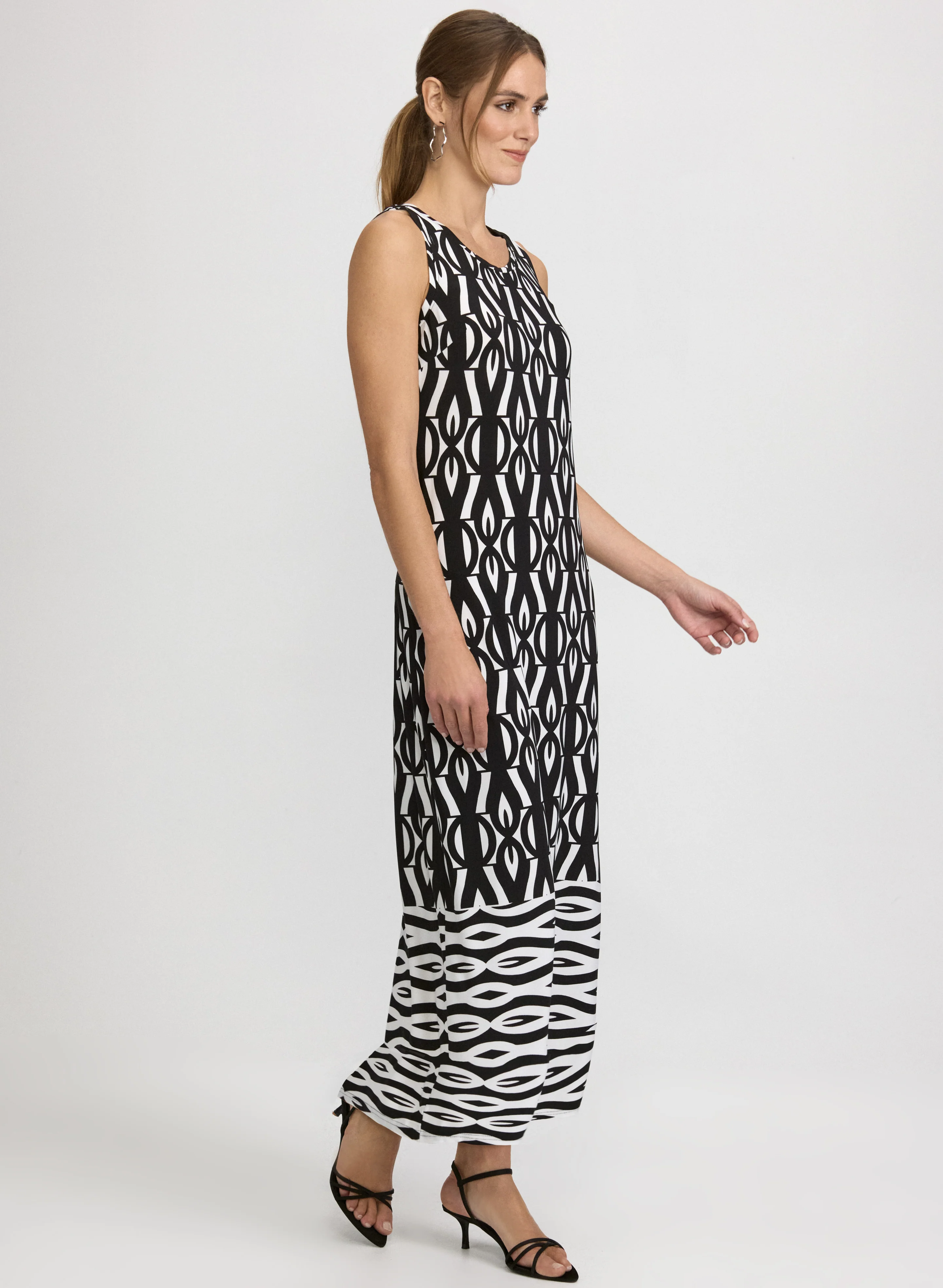 Contrast Geometric Print Dress