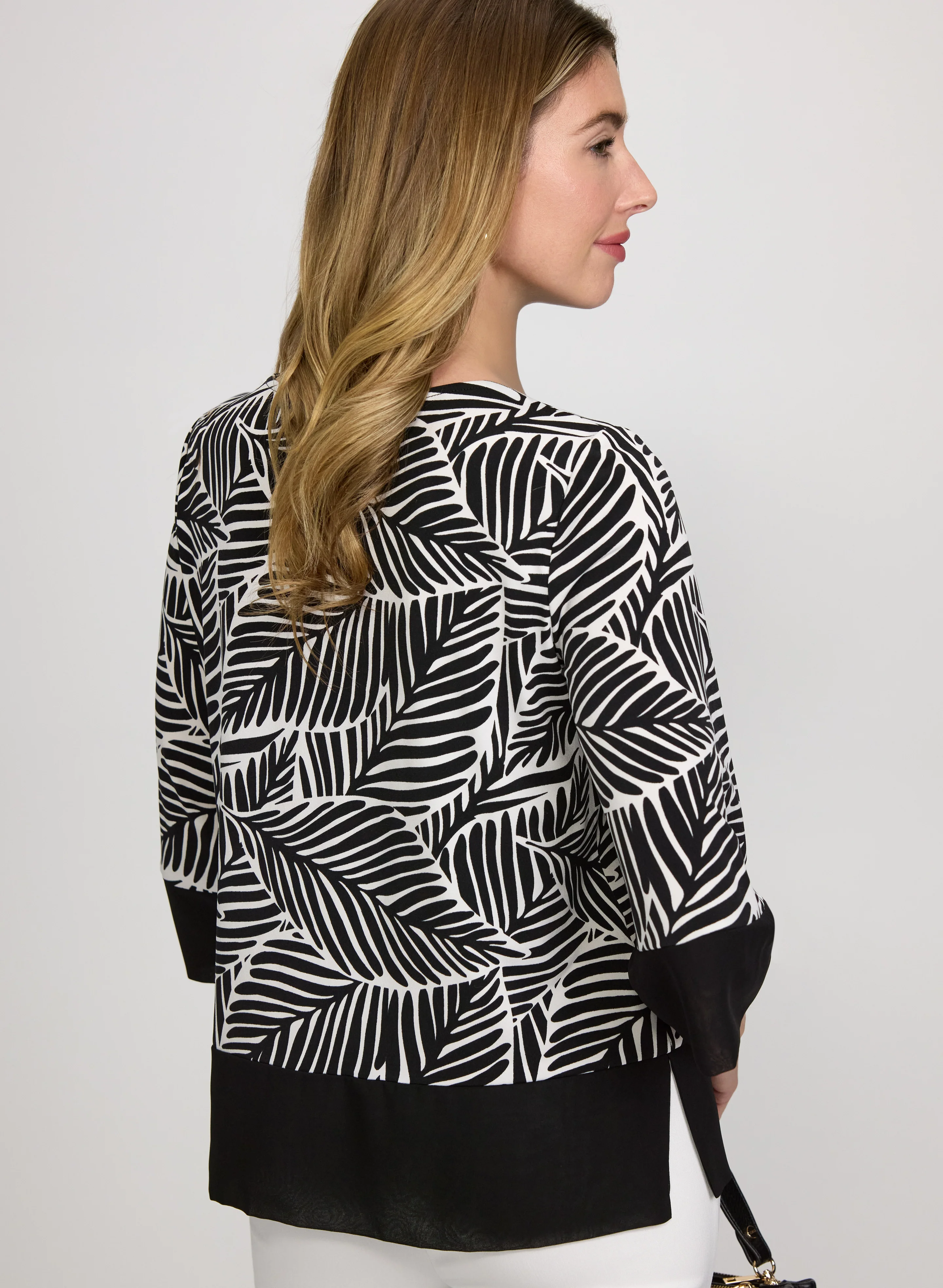 Contrast Leaf Print Top - Image 4
