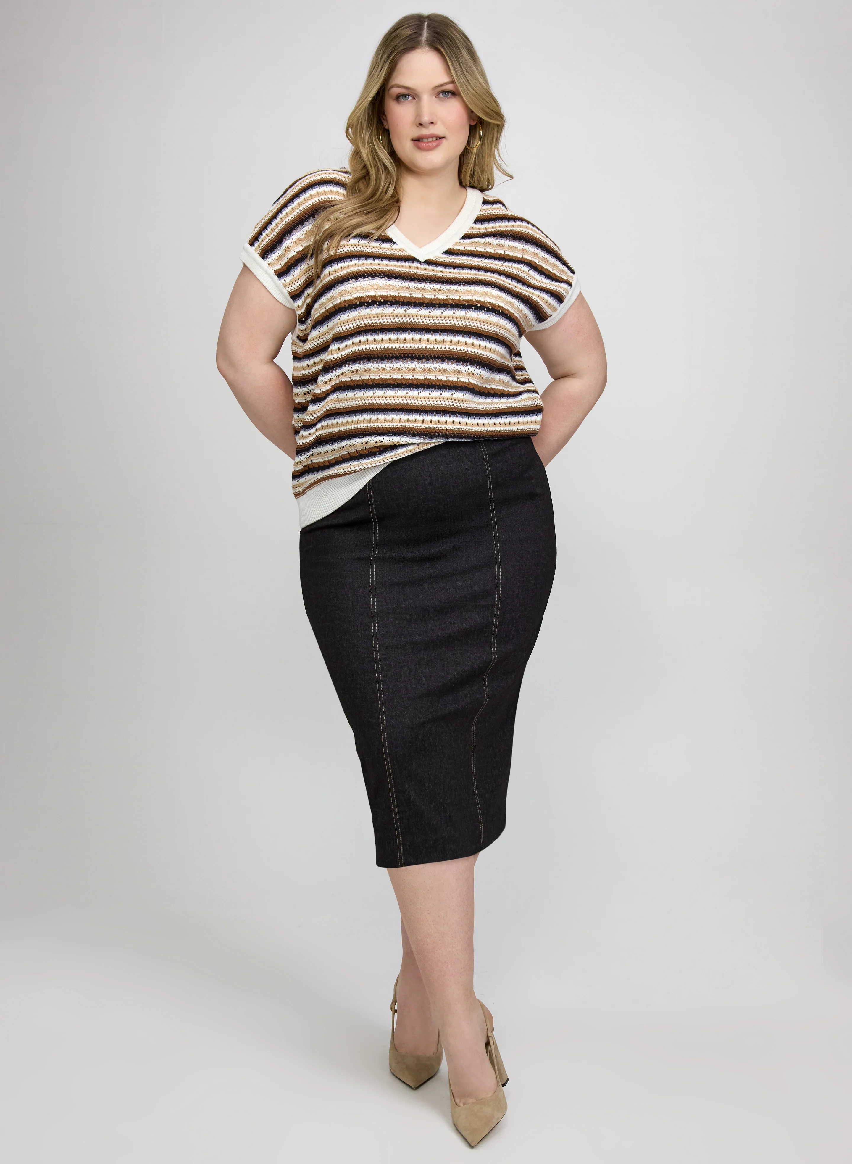 Contrast Seam Pencil Skirt - Image 3