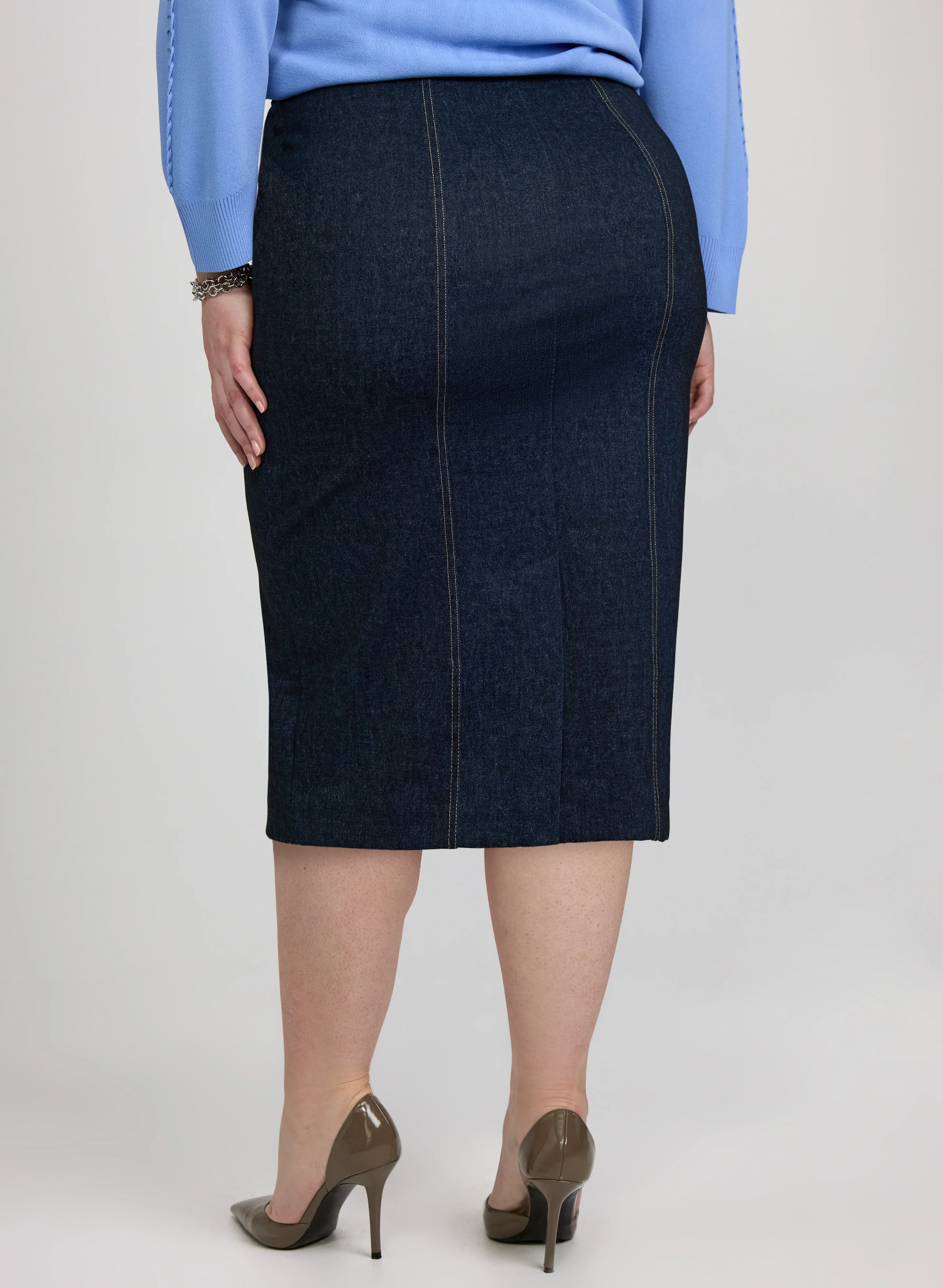 Contrast Seam Pencil Skirt - Image 2