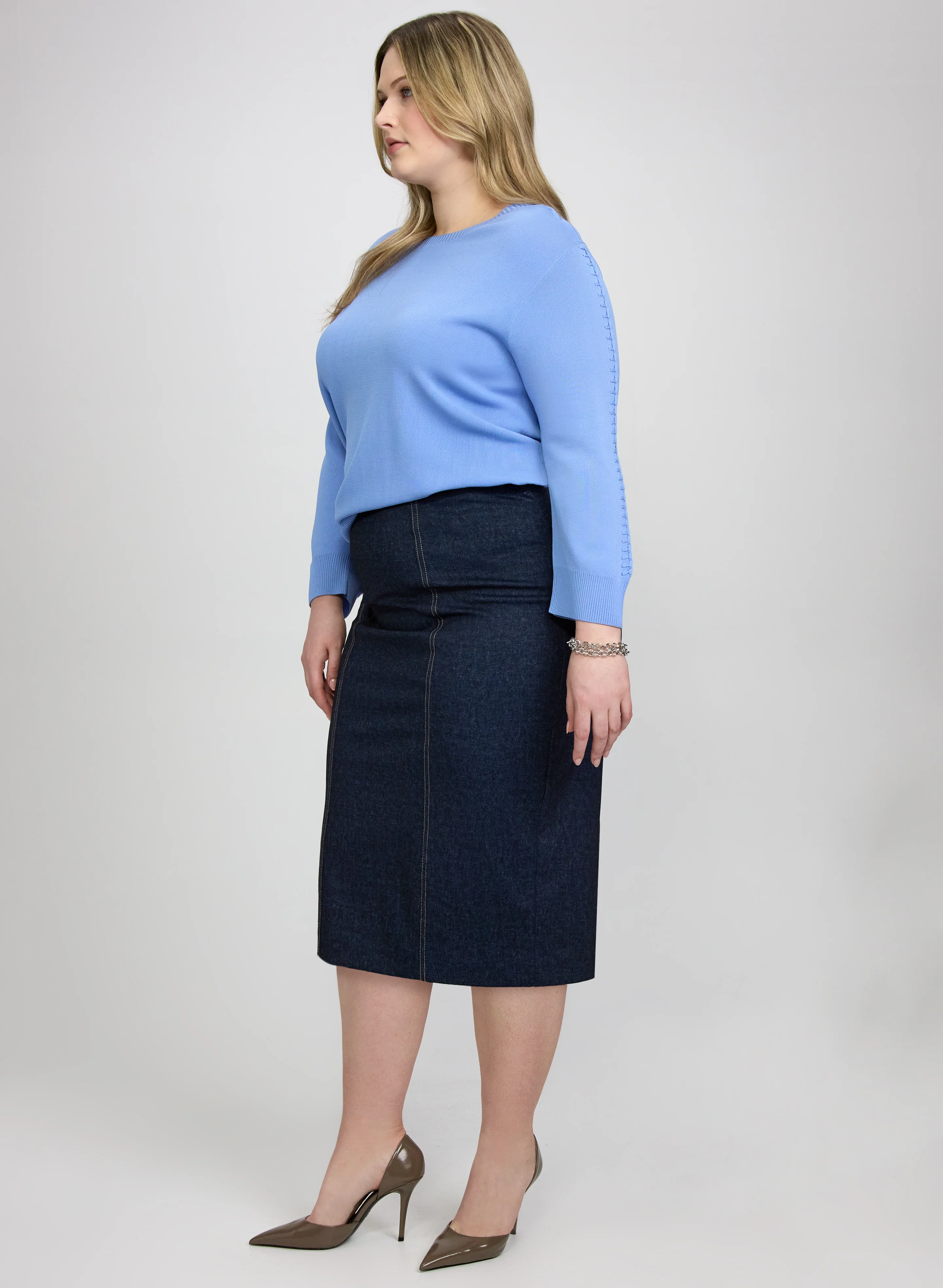 Contrast Seam Pencil Skirt - Image 4