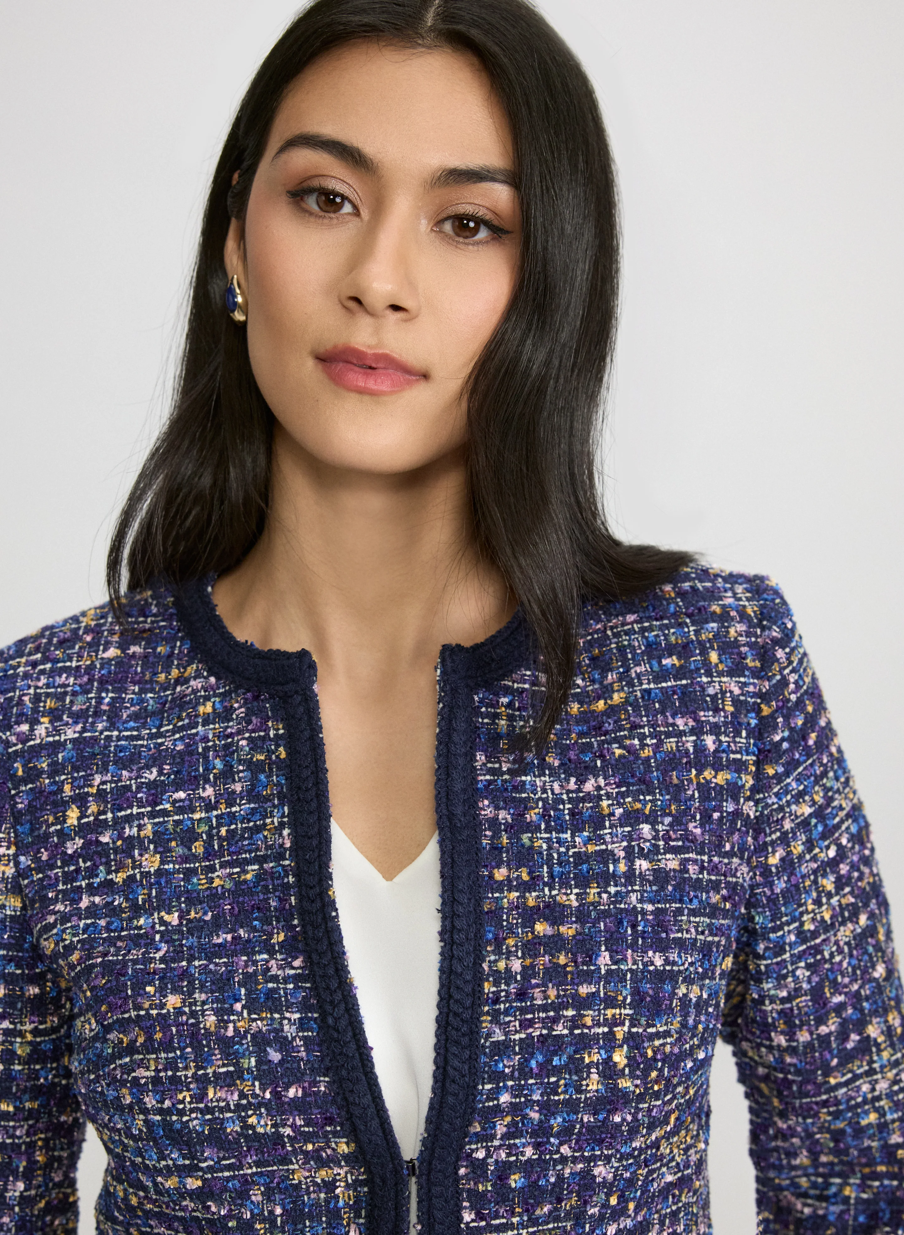 Contrast Trim Tweed Jacket - Image 2
