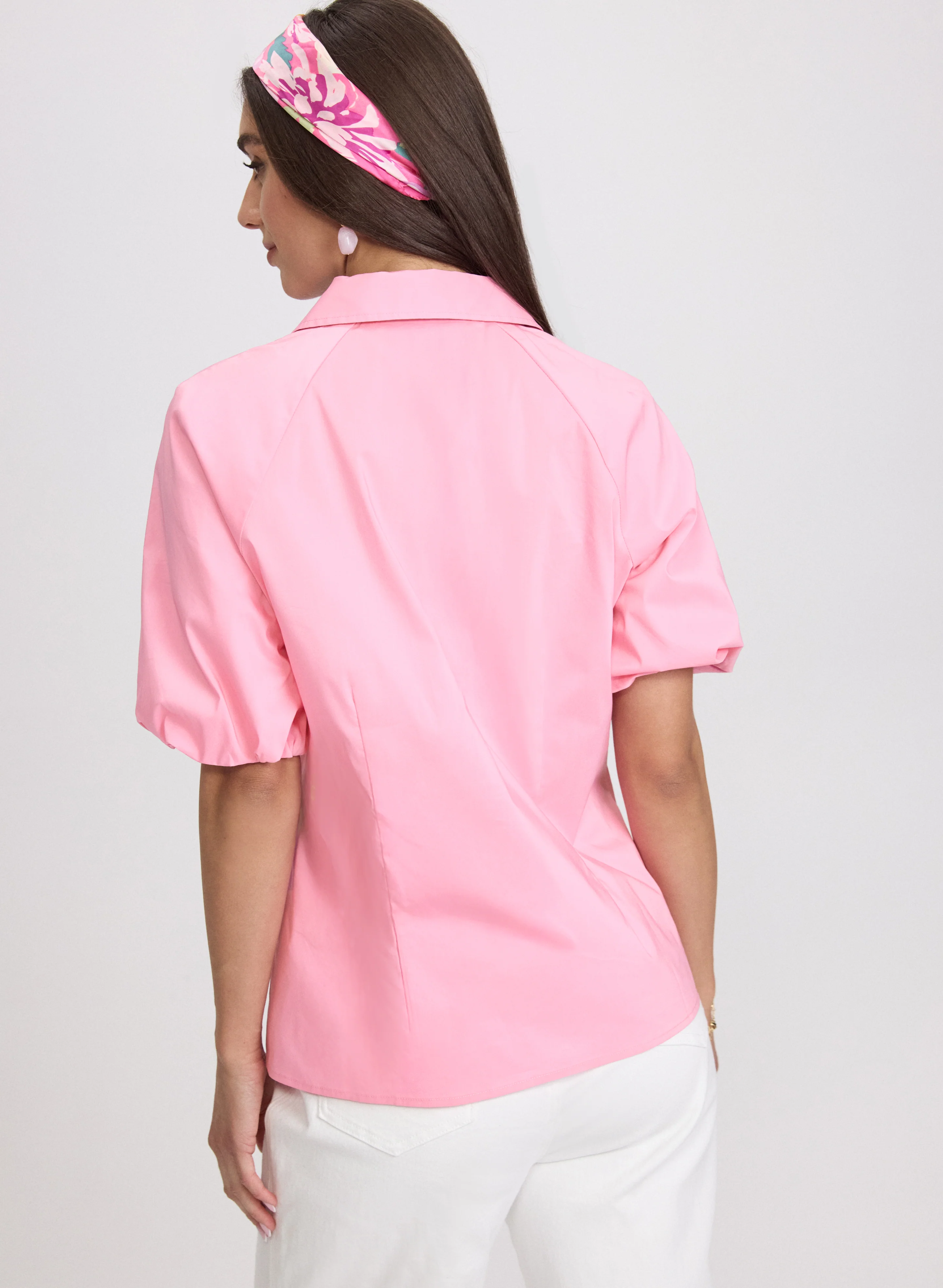 Cotton-Blend Puff-Sleeve Blouse - Image 4