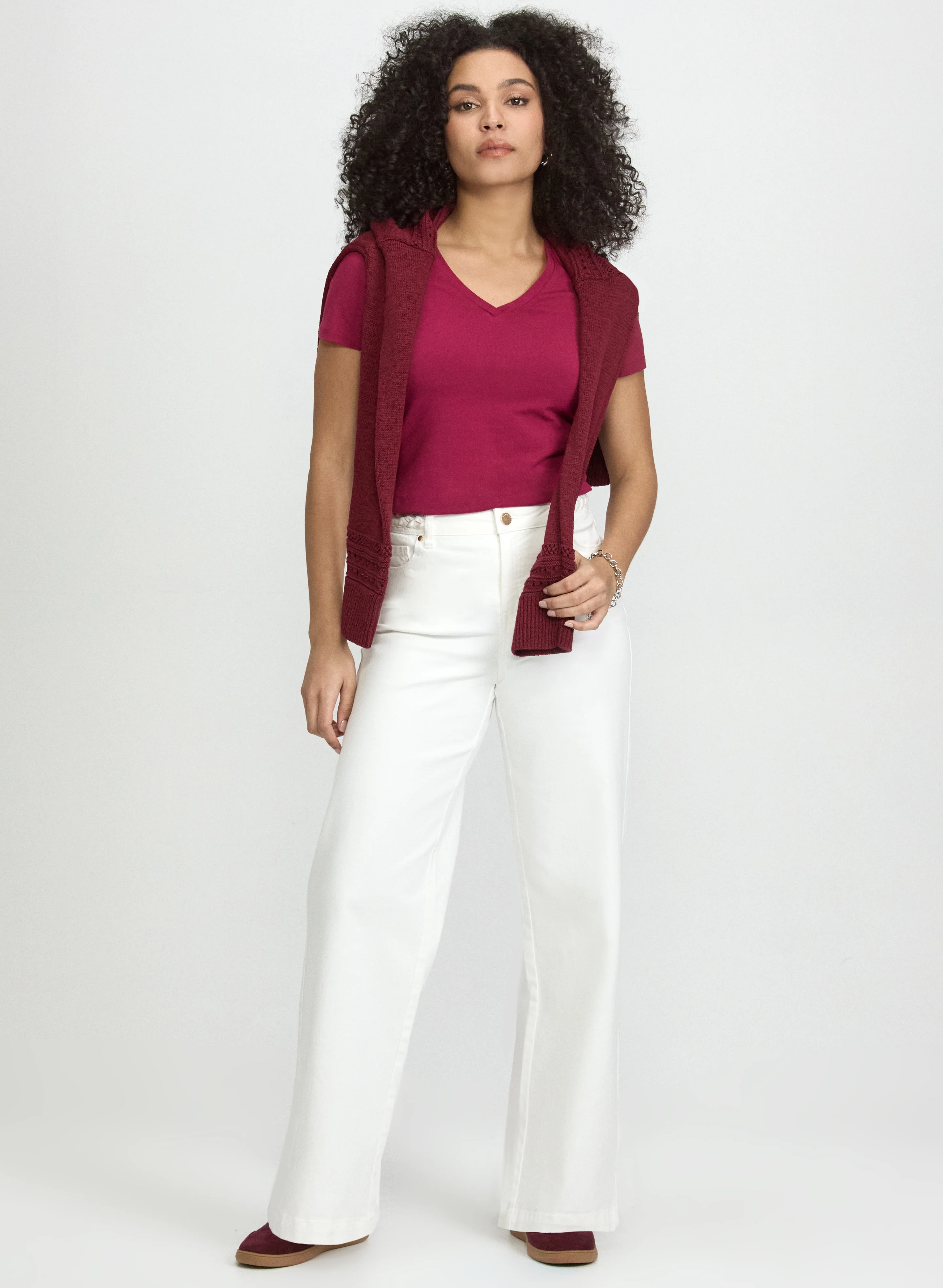 Cotton-Blend V-Neck T-Shirt - Image 3