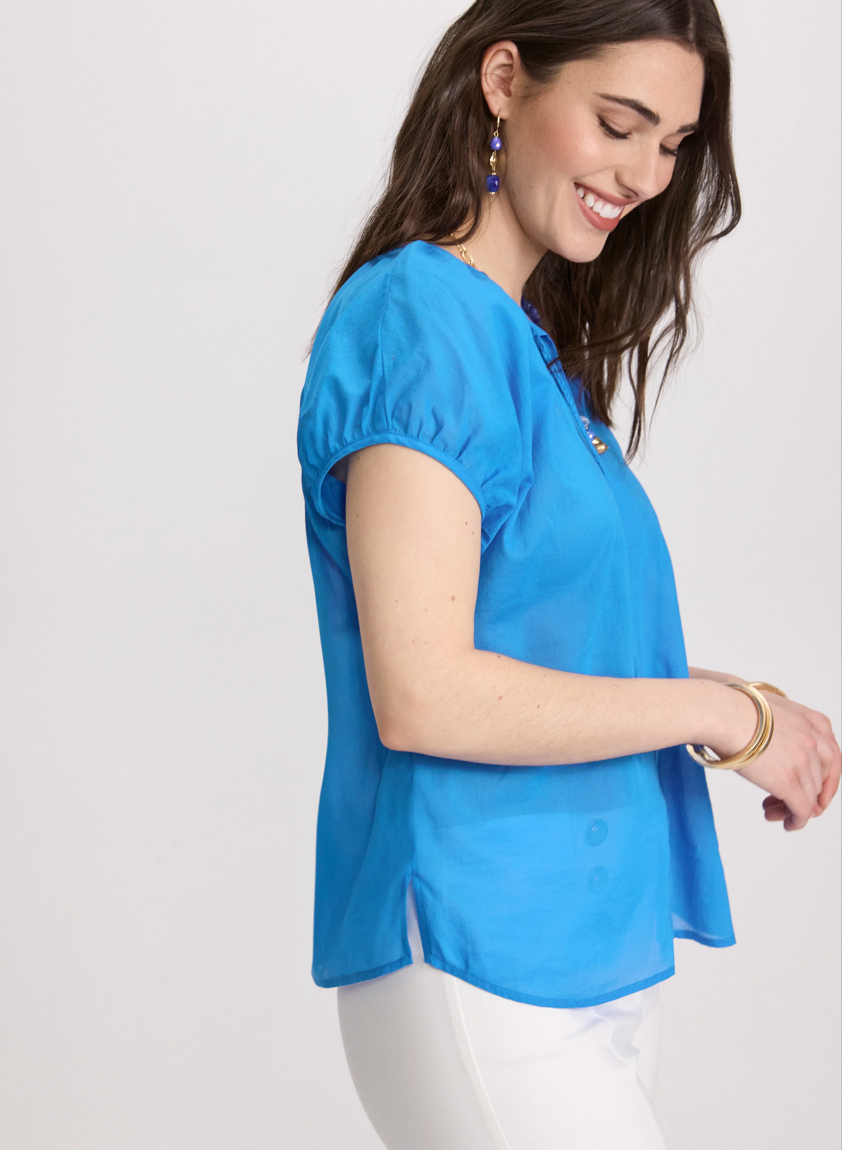 Cotton Puff Sleeve Blouse - Image 2