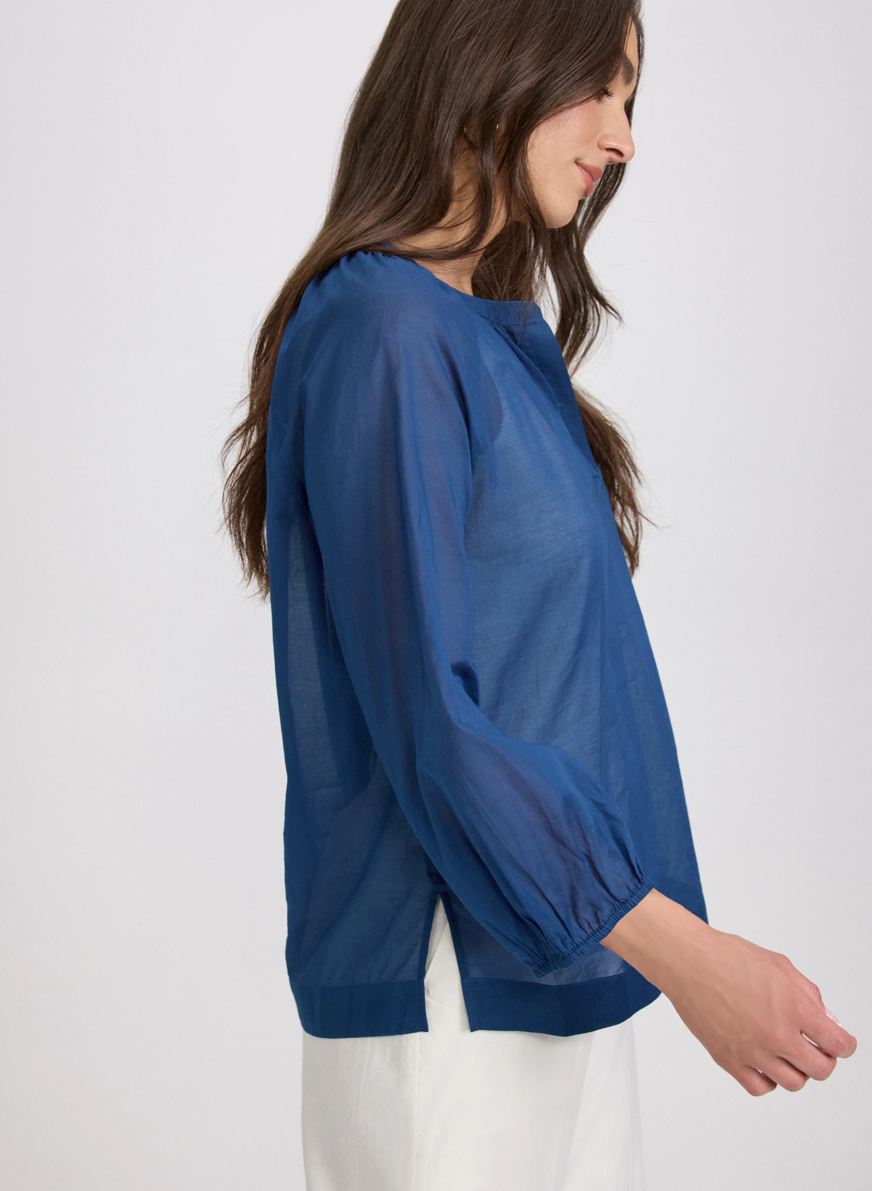 Cotton Split Neck Blouse - Image 2