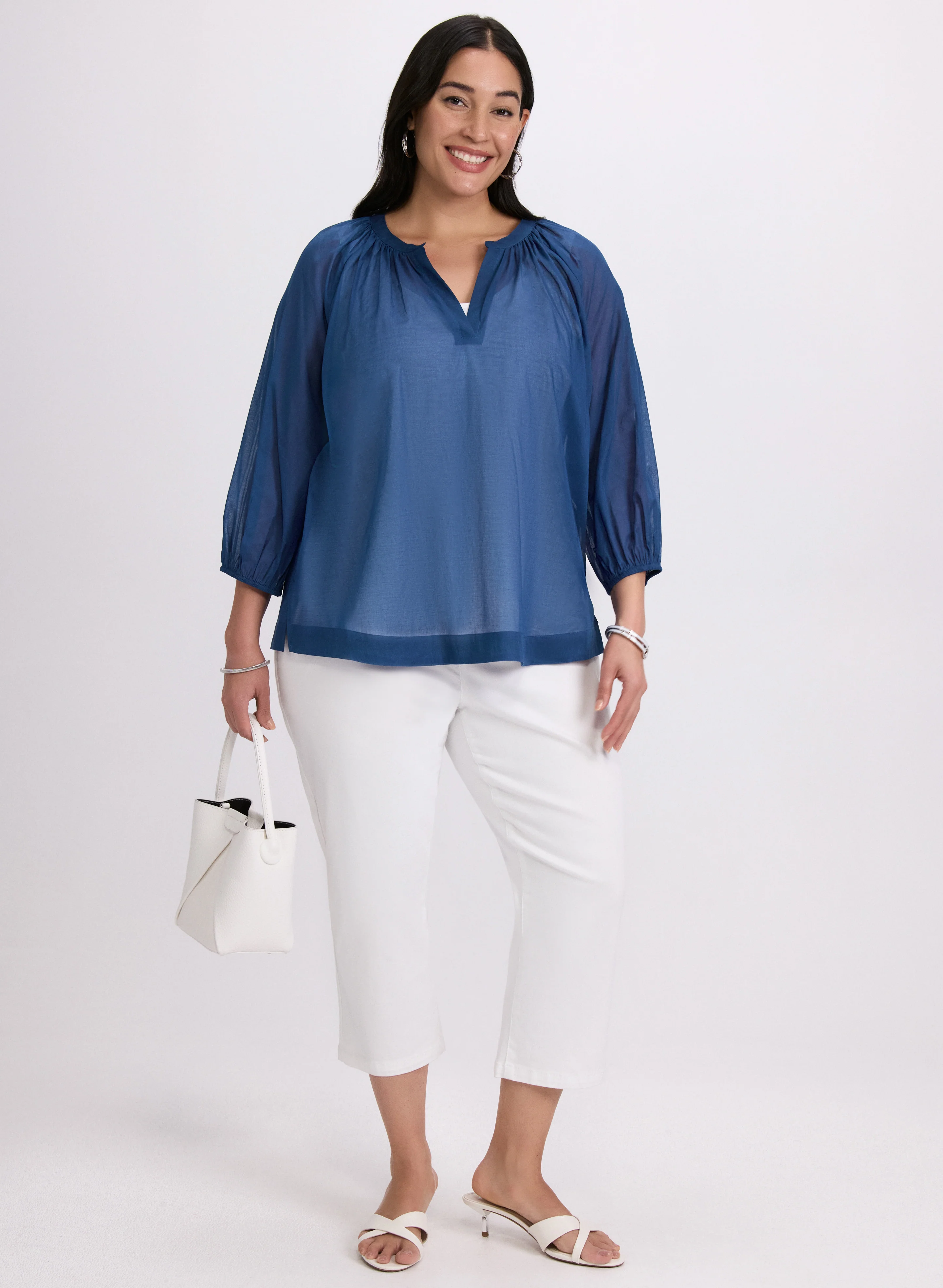 Cotton Split Neck Blouse - Image 4