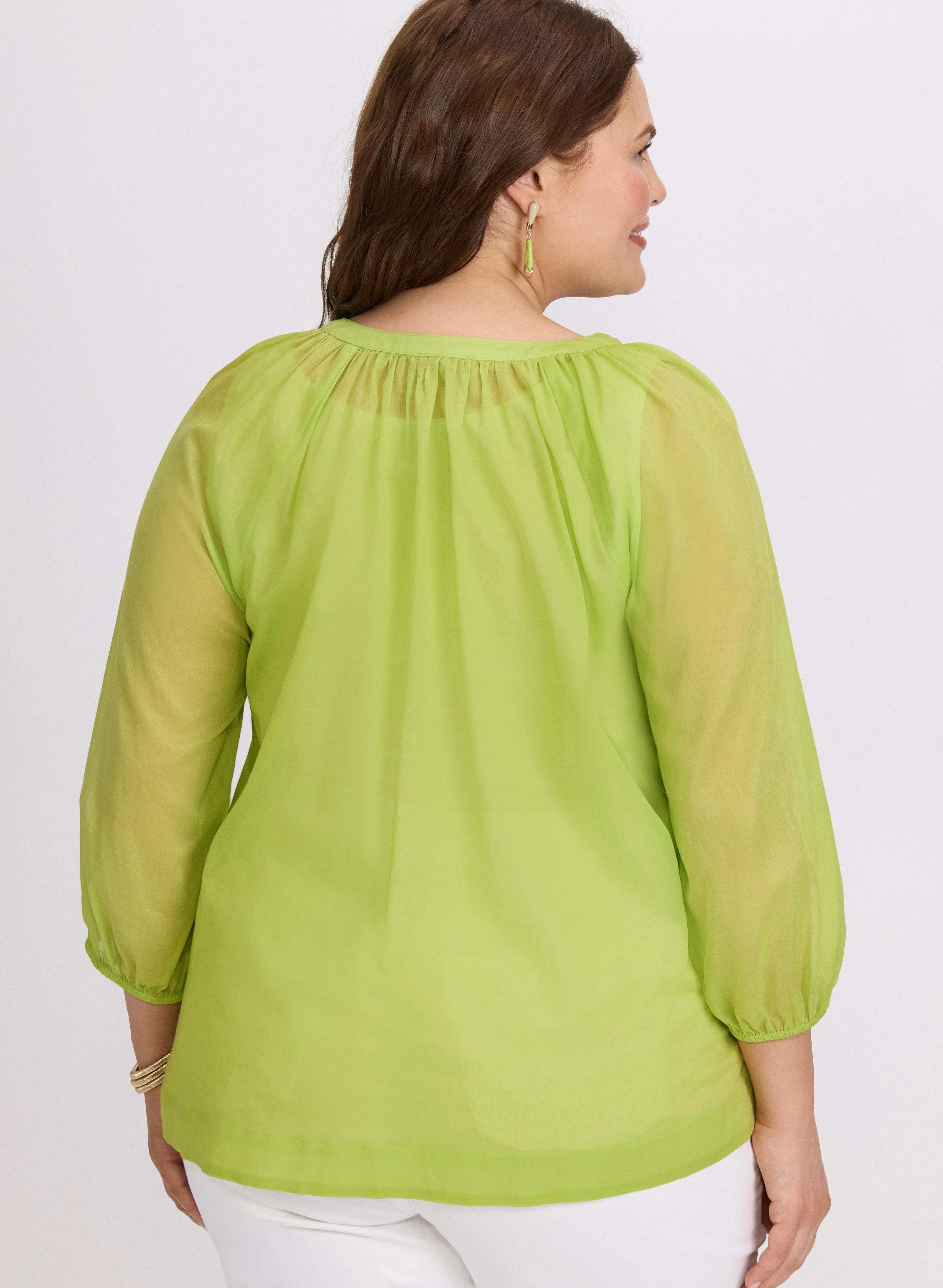 Cotton Split Neck Blouse - Image 4
