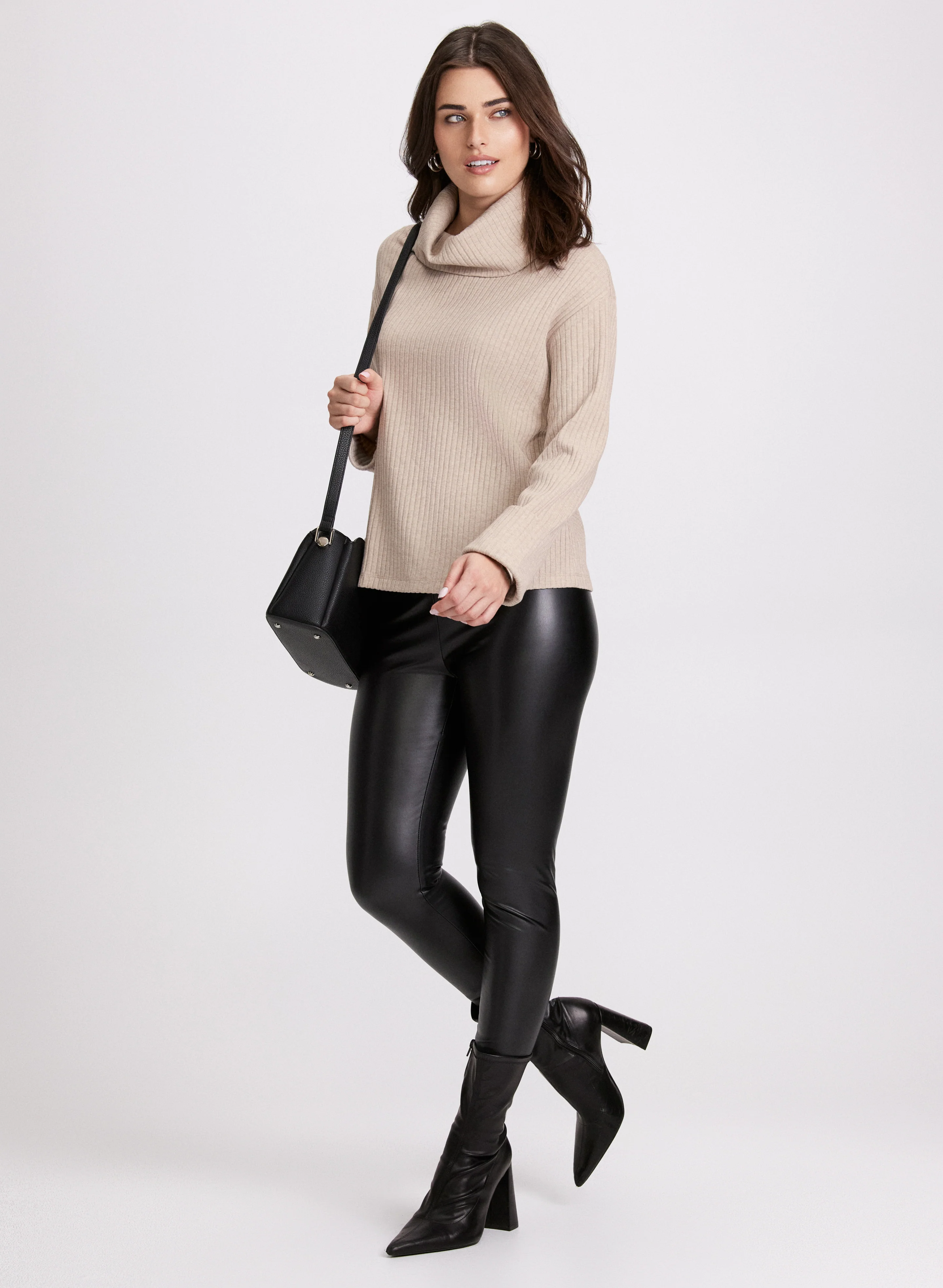 Cowl Neck Rib Knit Top - Image 2