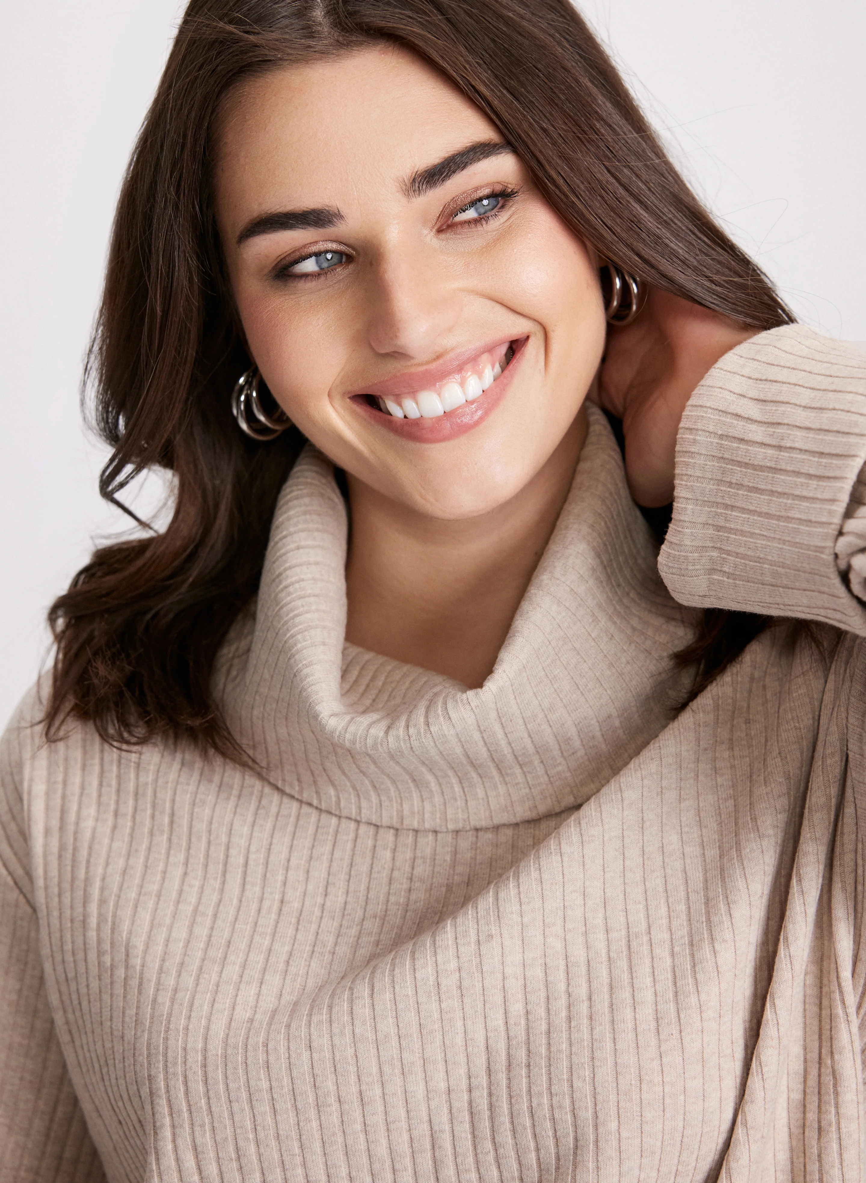Cowl Neck Rib Knit Top - Image 3