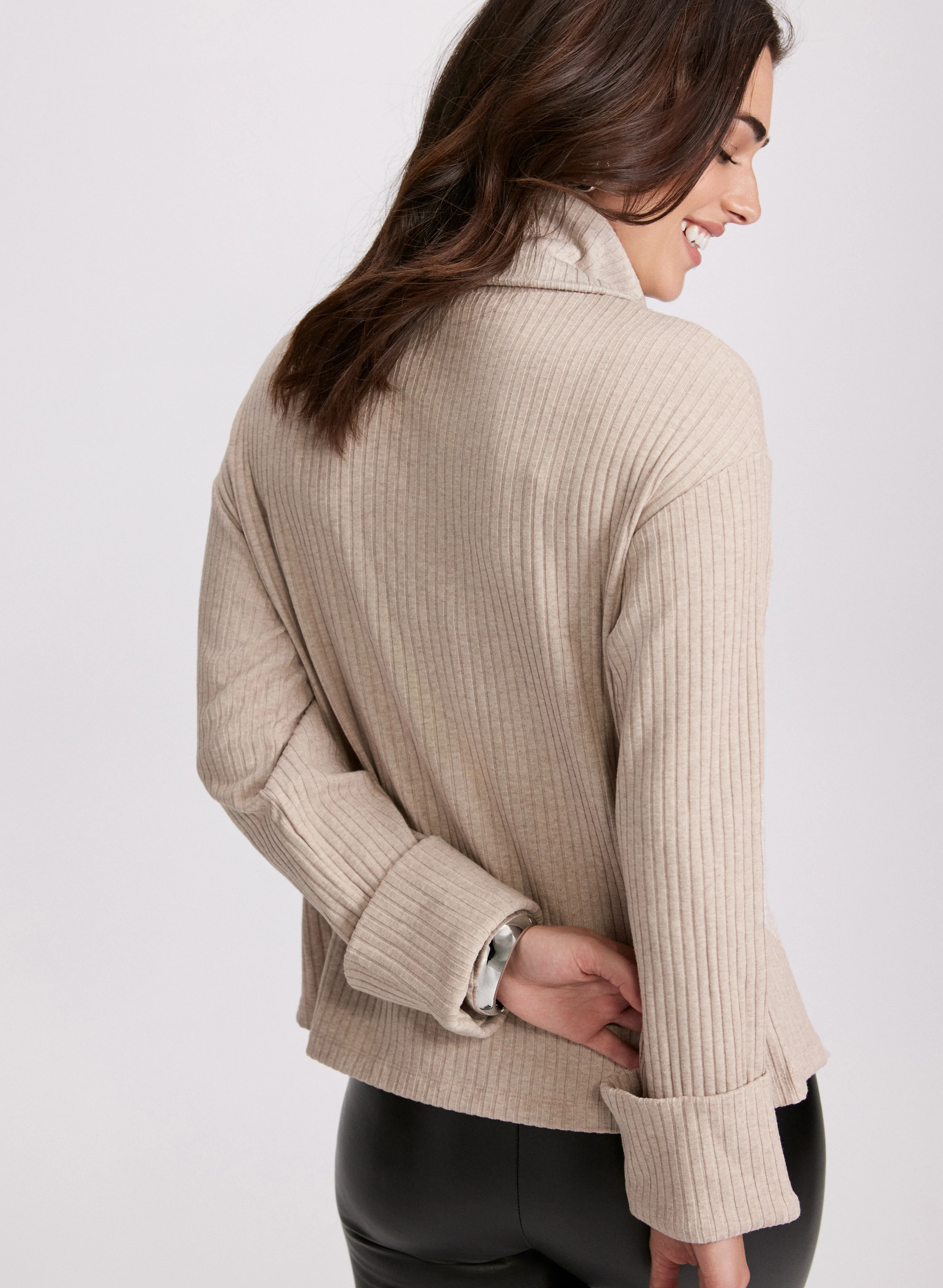 Cowl Neck Rib Knit Top - Image 4