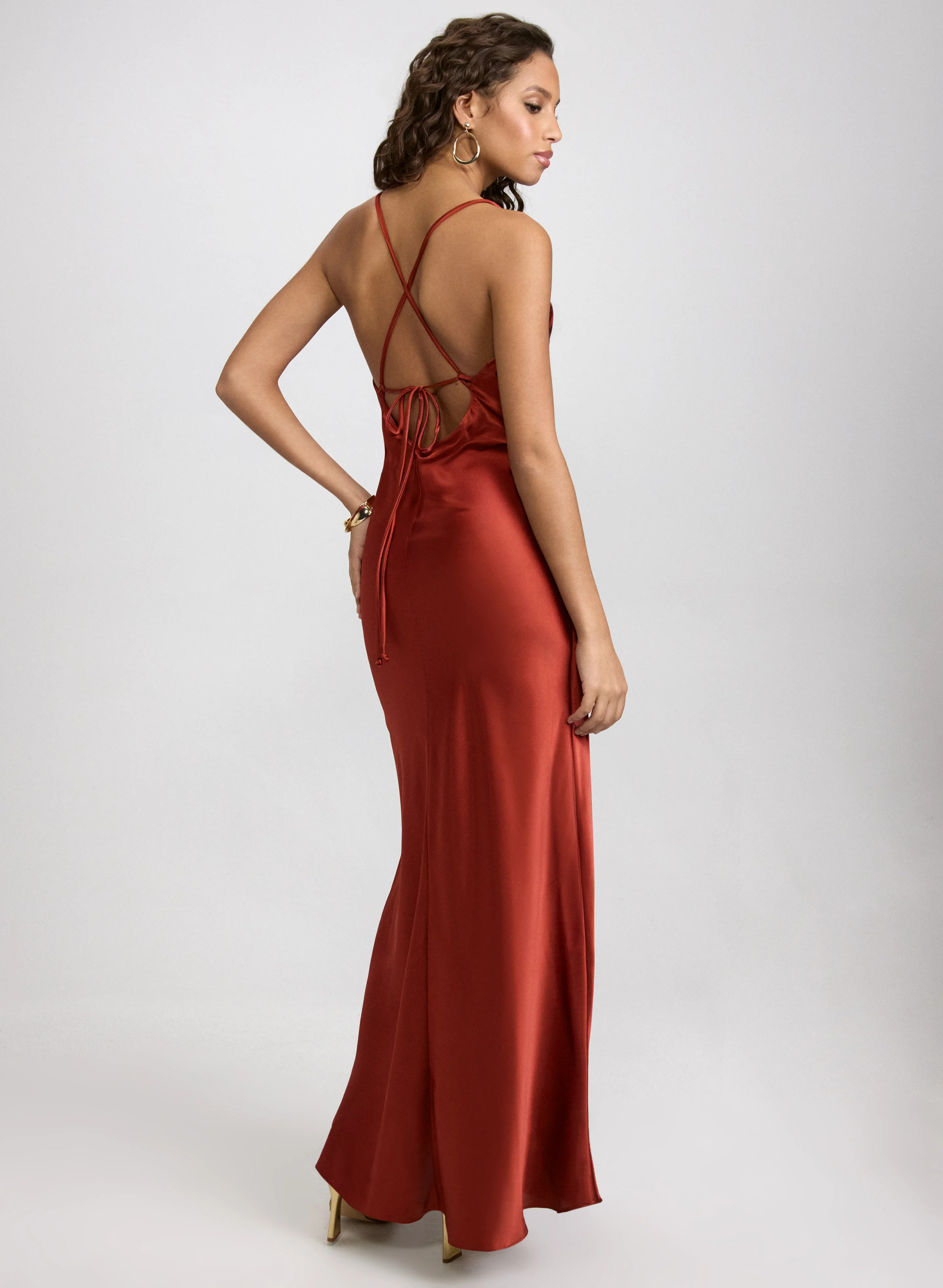 Cowl Neck Satin Dress - Image 2