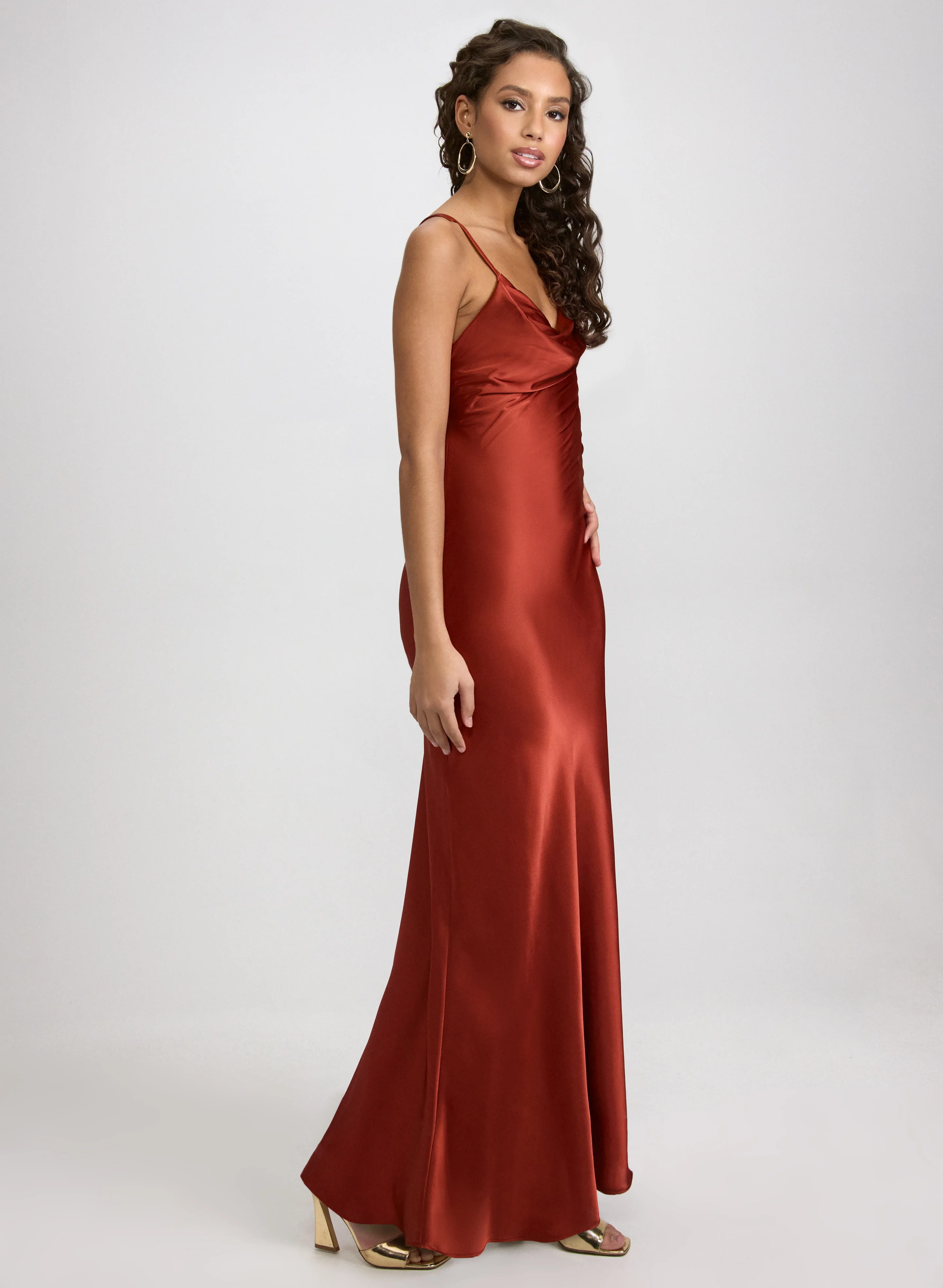 Cowl Neck Satin Dress - Image 3