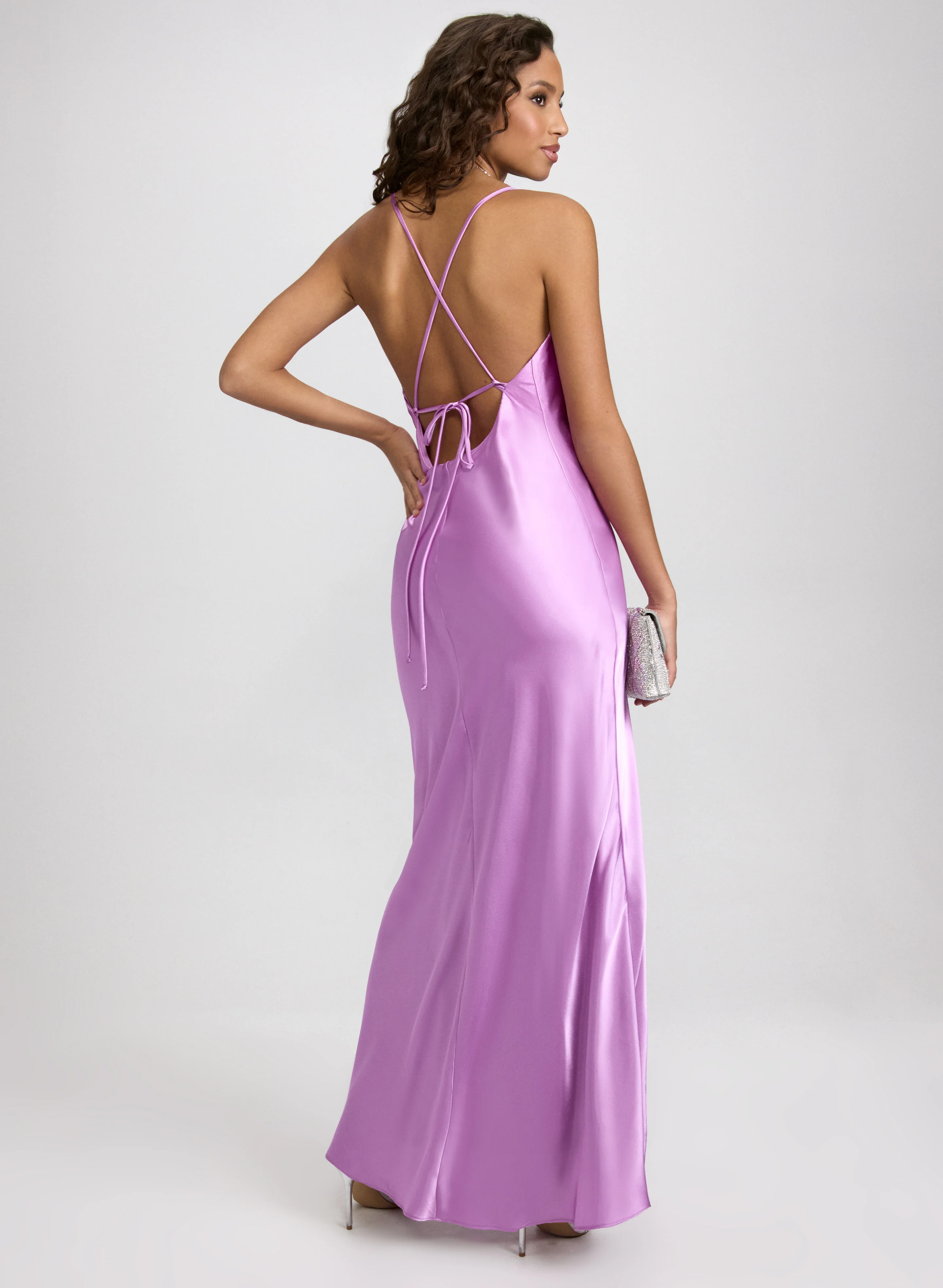 Cowl Neck Satin Dress - Image 2