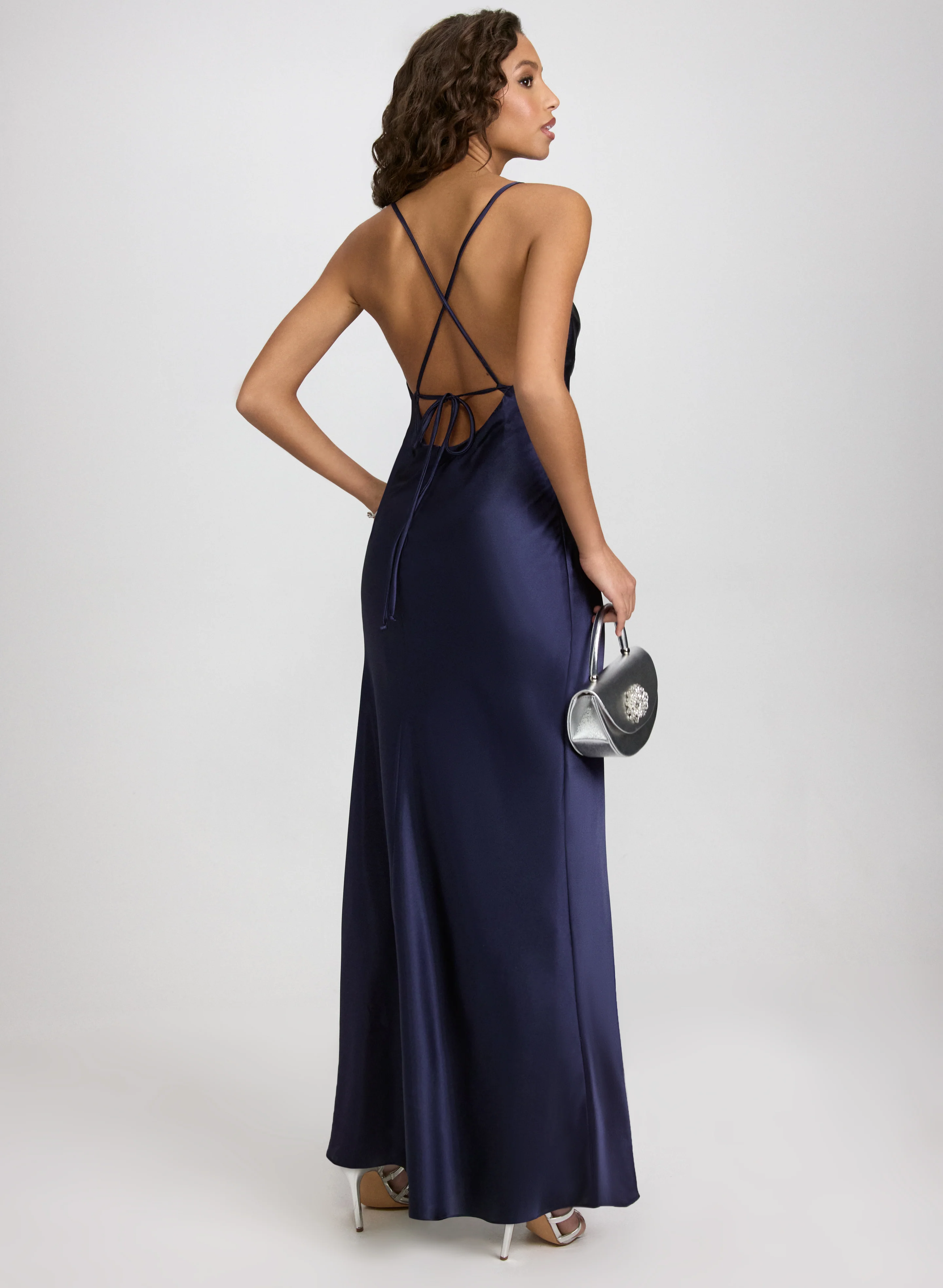 Cowl Neck Satin Dress - Image 2