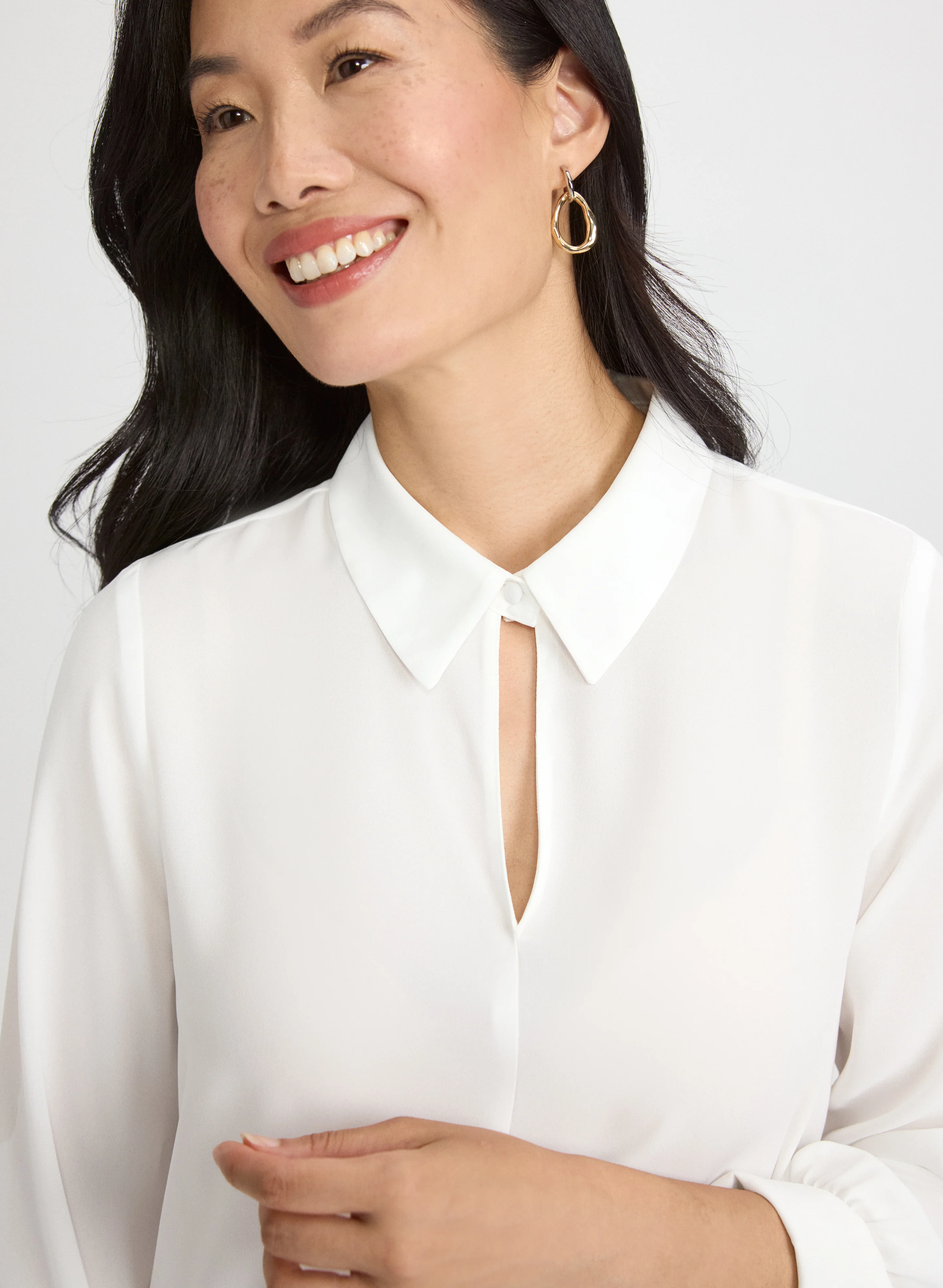 Crepe Keyhole Blouse - Image 2