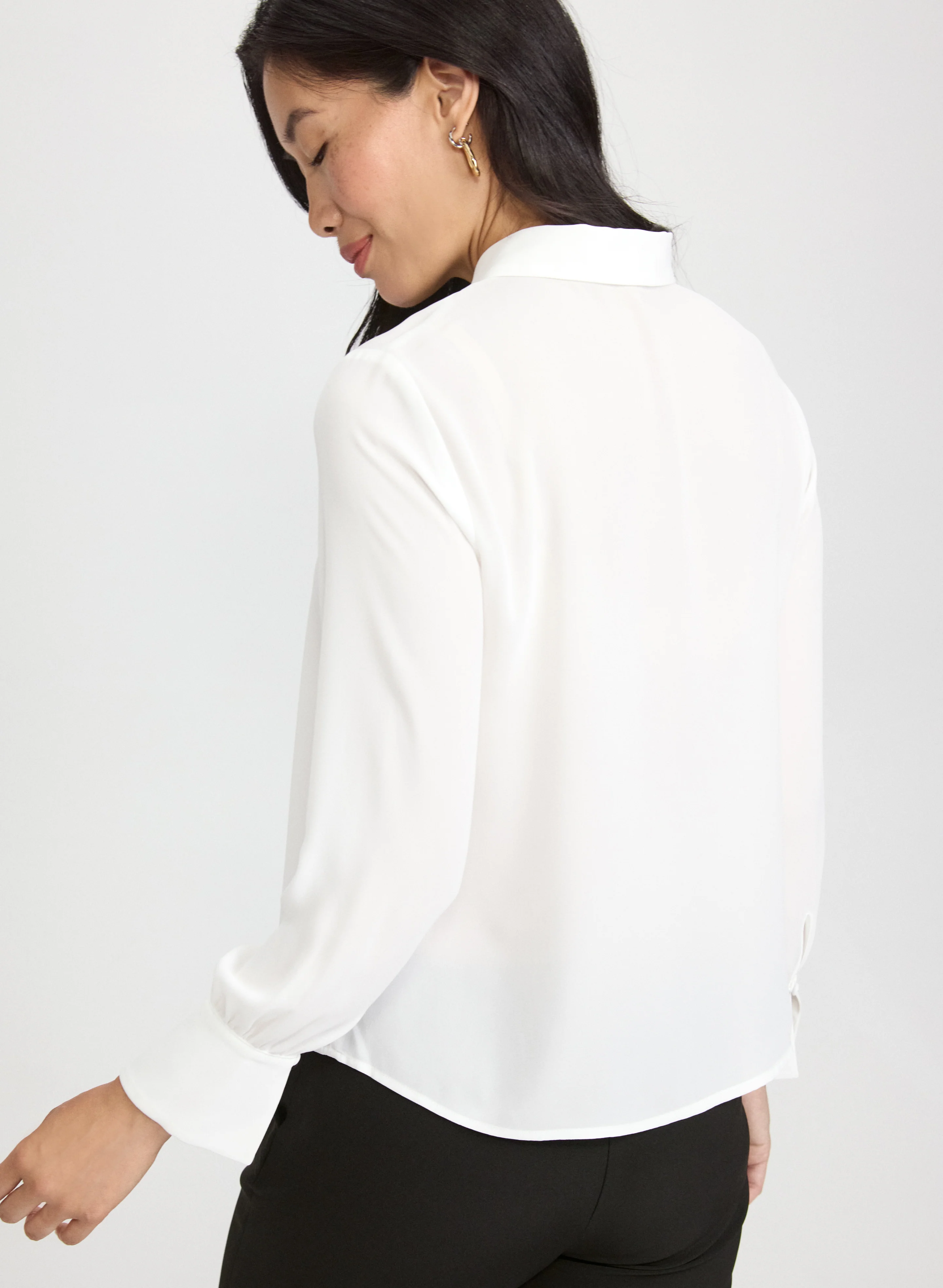 Crepe Keyhole Blouse - Image 4