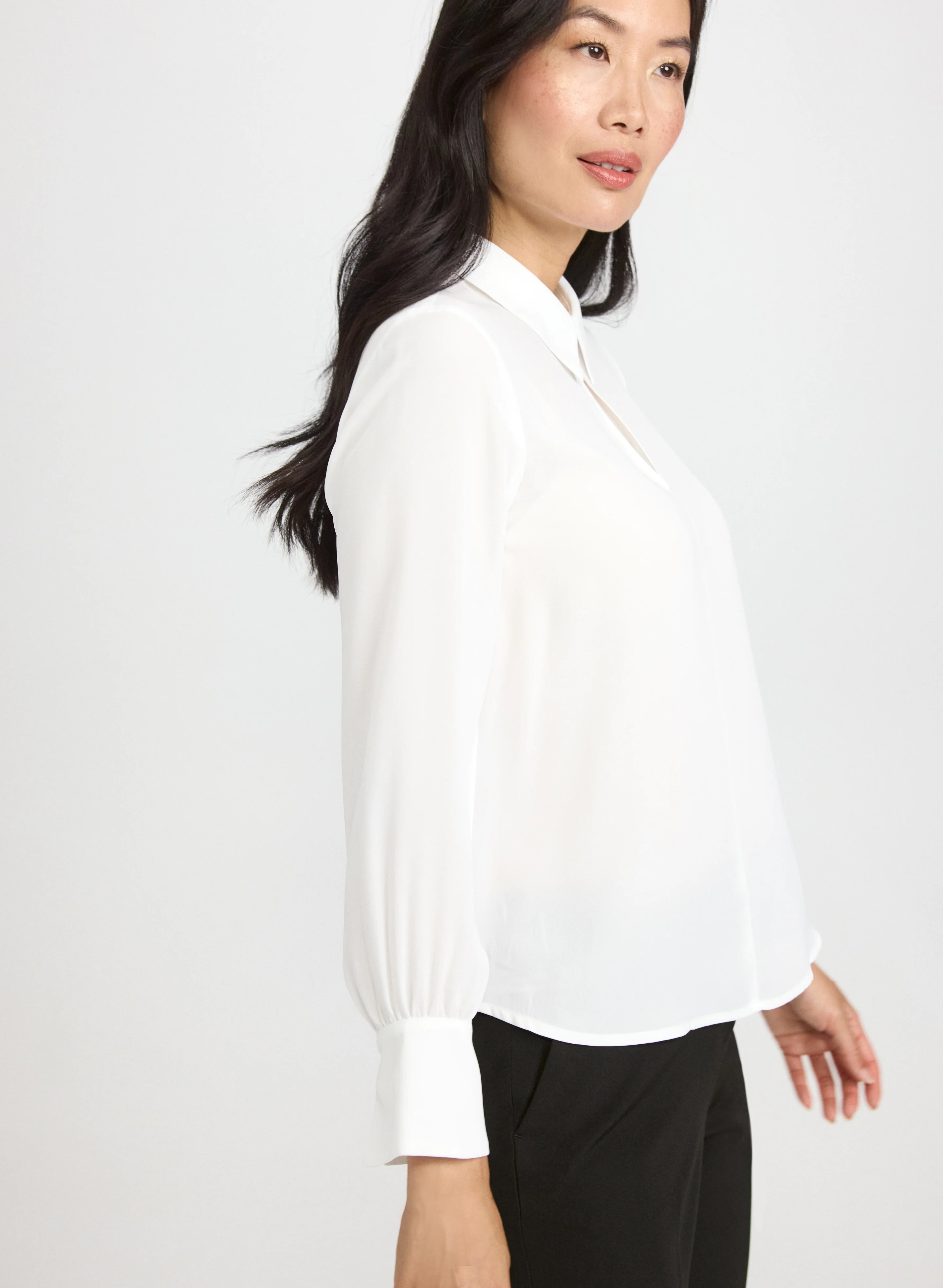 Crepe Keyhole Blouse - Image 5