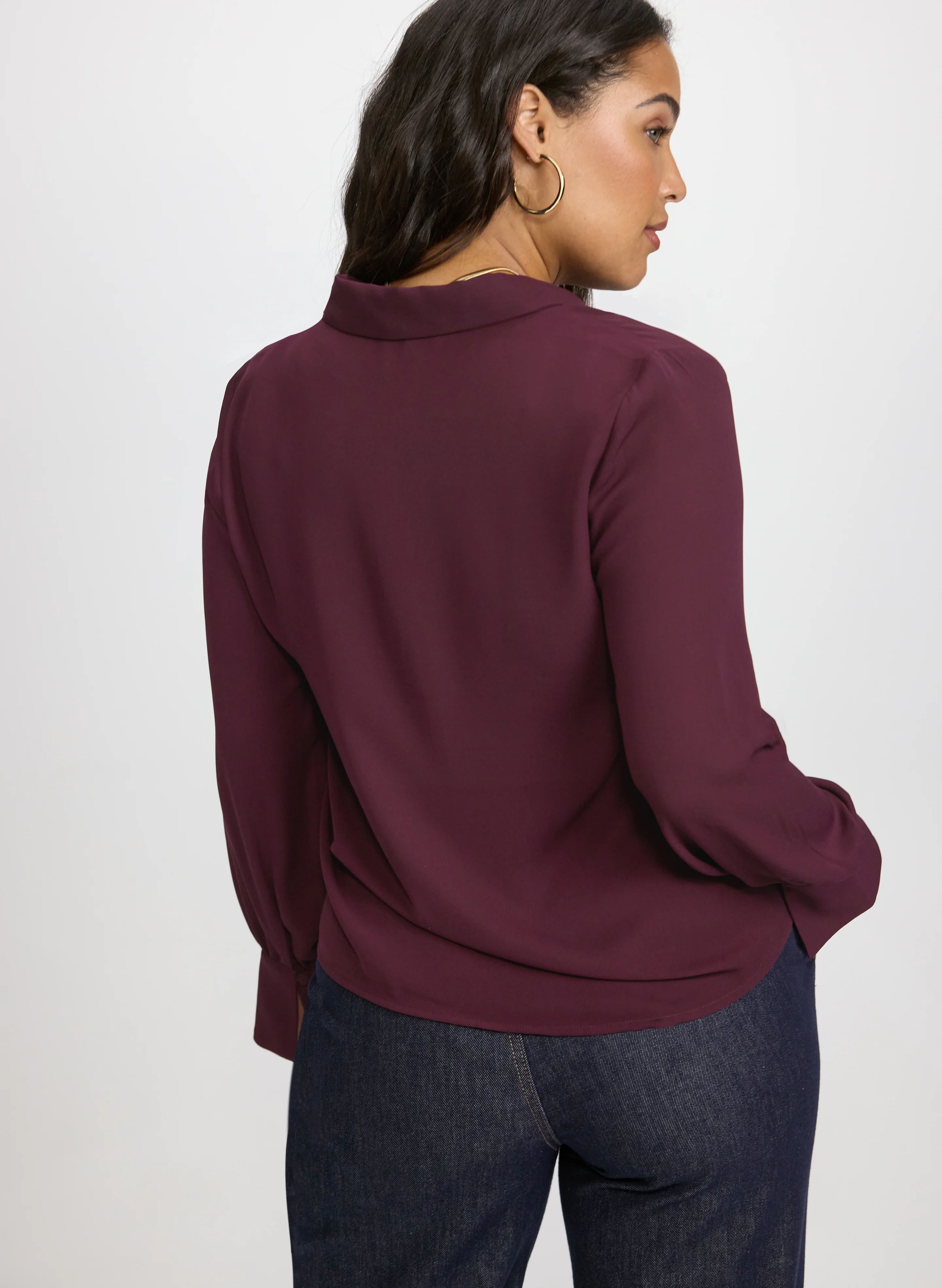 Crepe Keyhole Blouse - Image 4