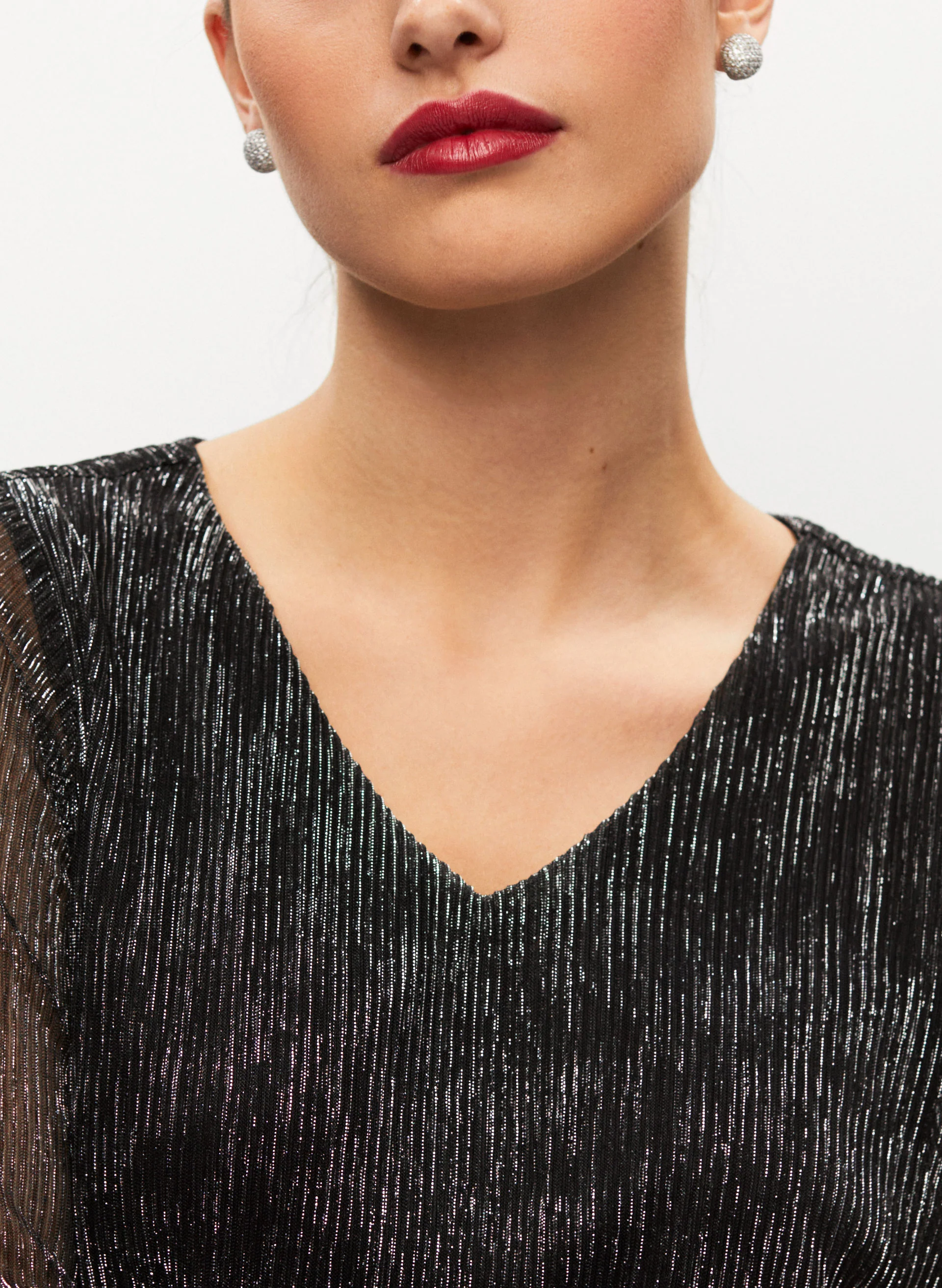 Crinkle Effect Metallic Blouson - Image 5