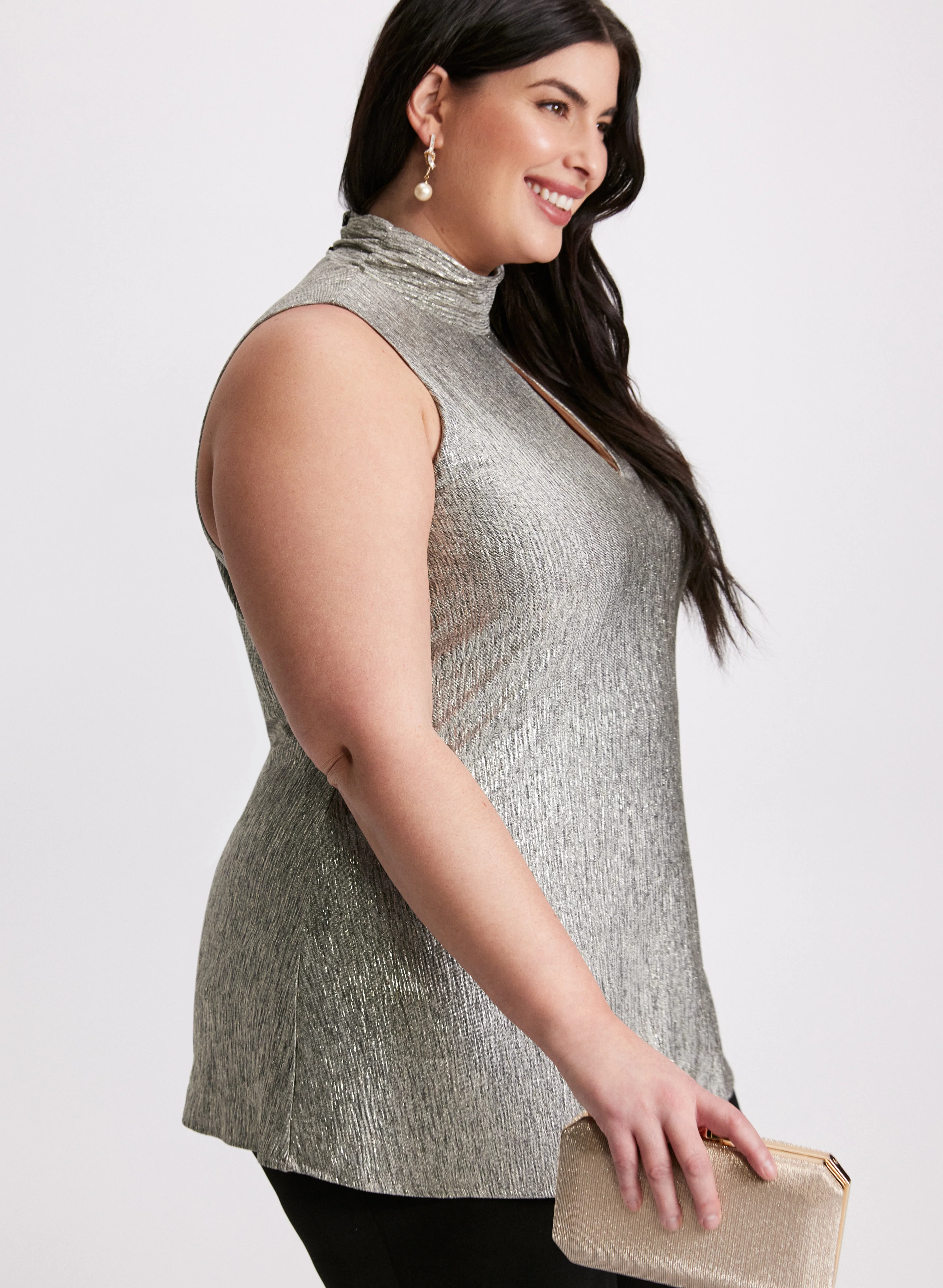 Crinkle Foil Knit Top - Image 4