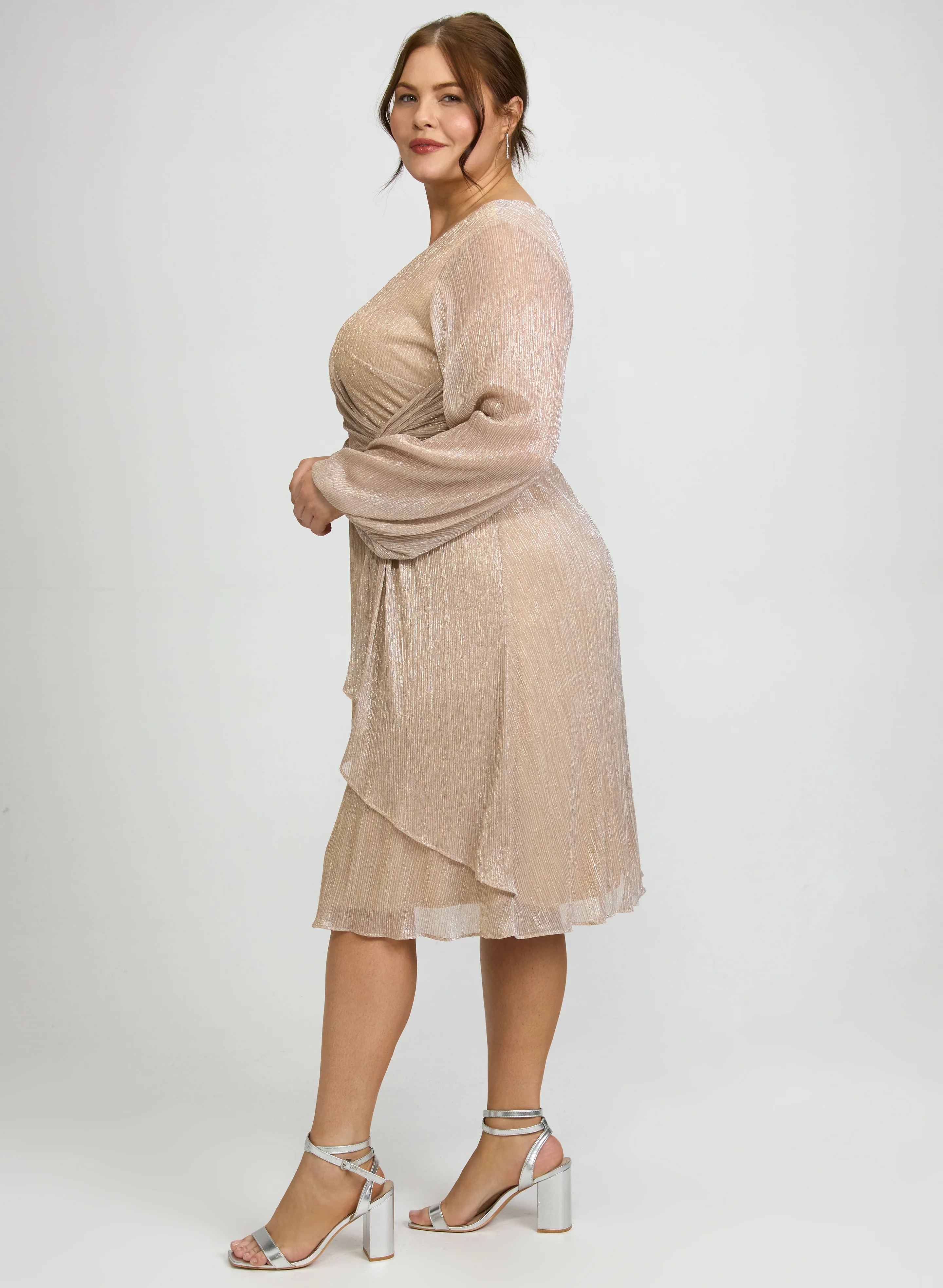 Crinkle Metallic Dress - Image 3