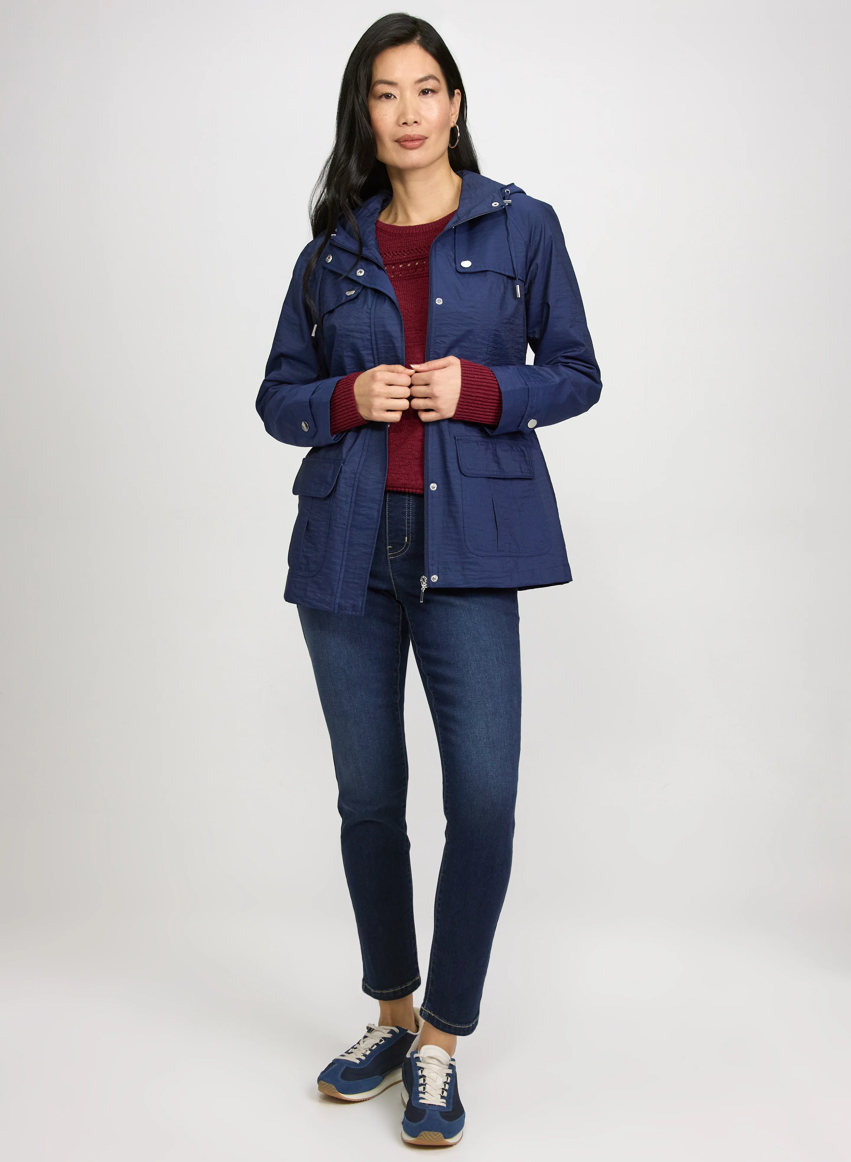 Crinkle Zip Rain Coat - Image 3