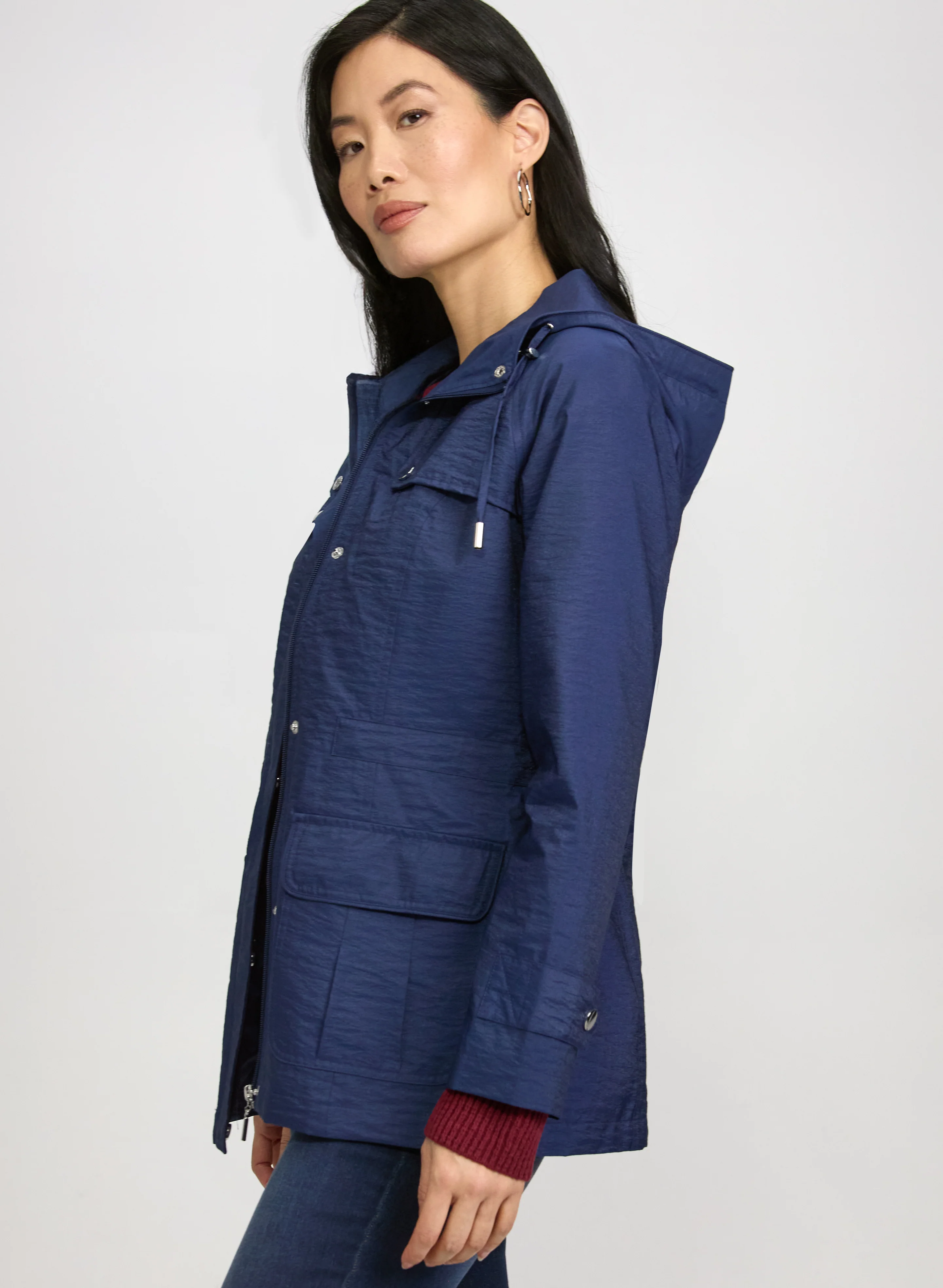 Crinkle Zip Rain Coat - Image 8