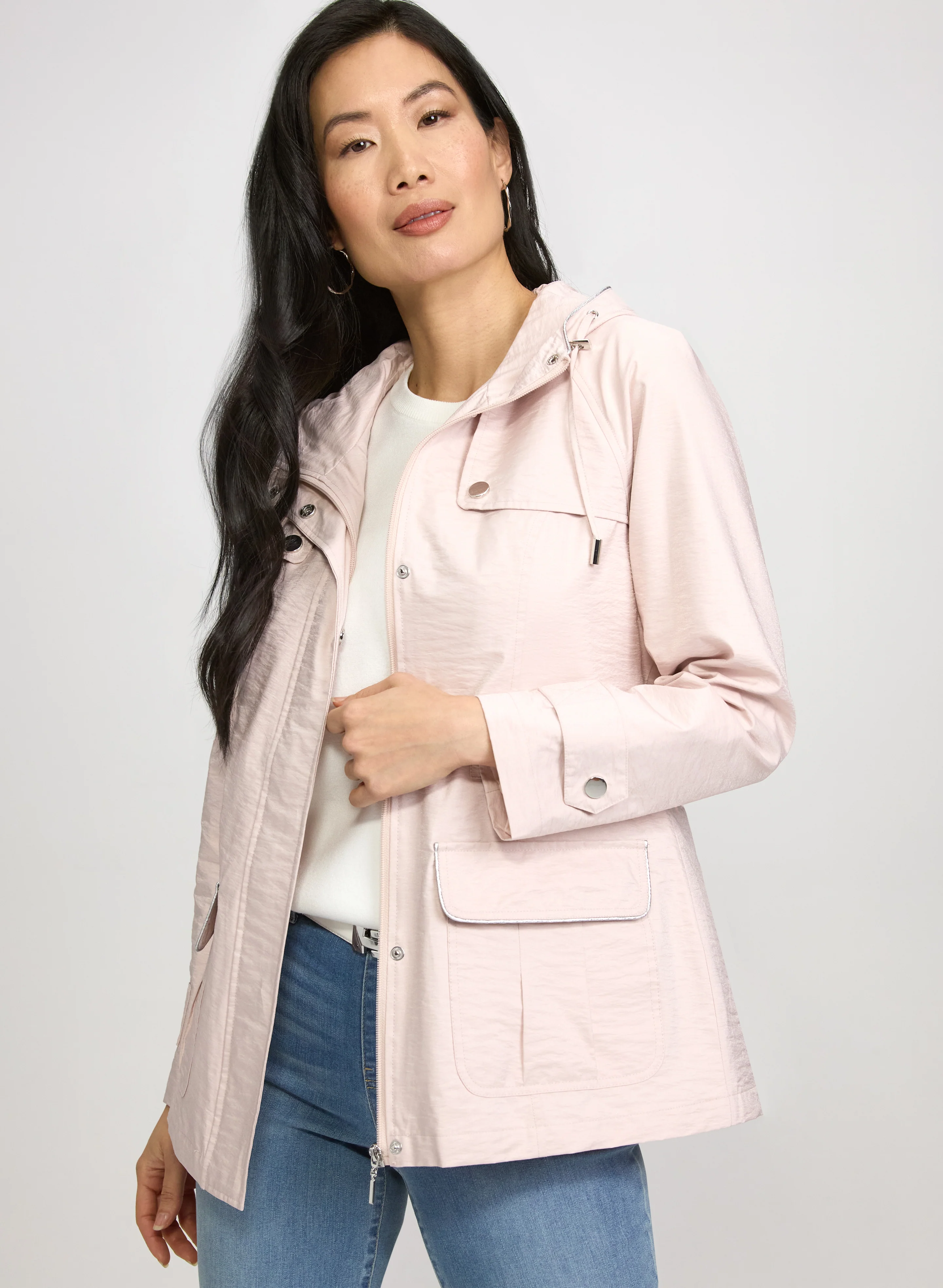 Crinkle Zip Rain Coat