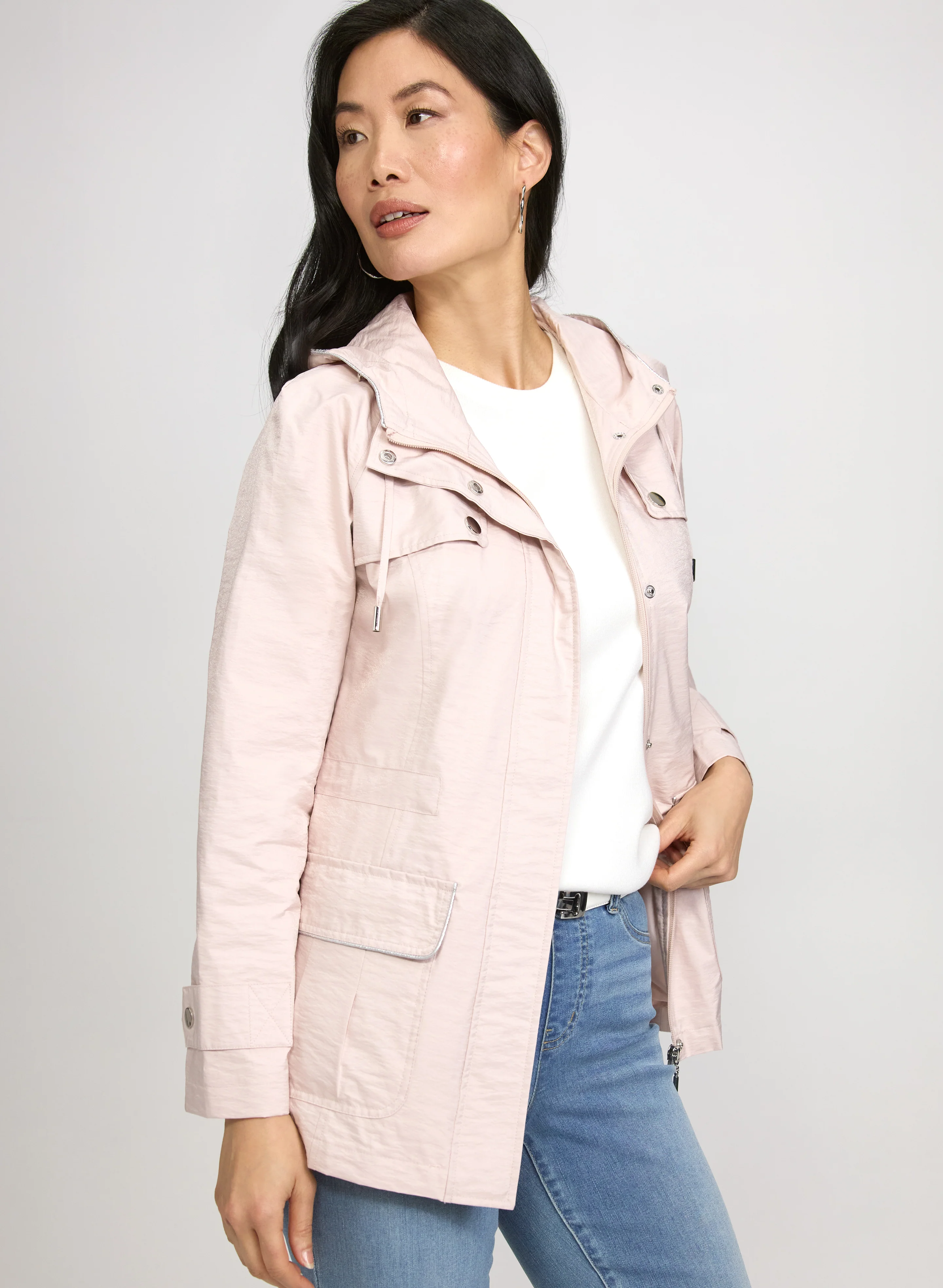 Crinkle Zip Rain Coat - Image 2