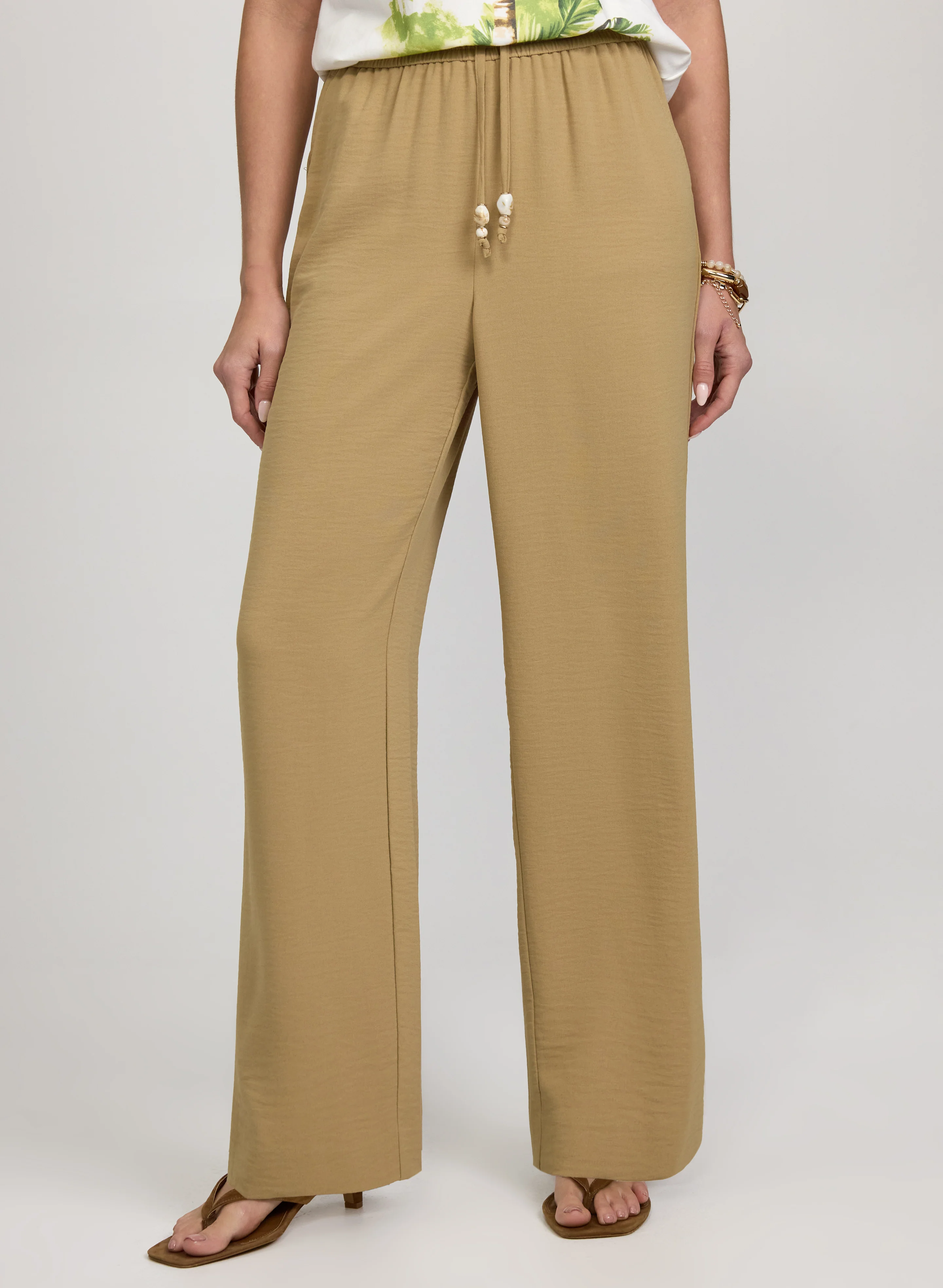 Crinkled Wide-Leg Pants