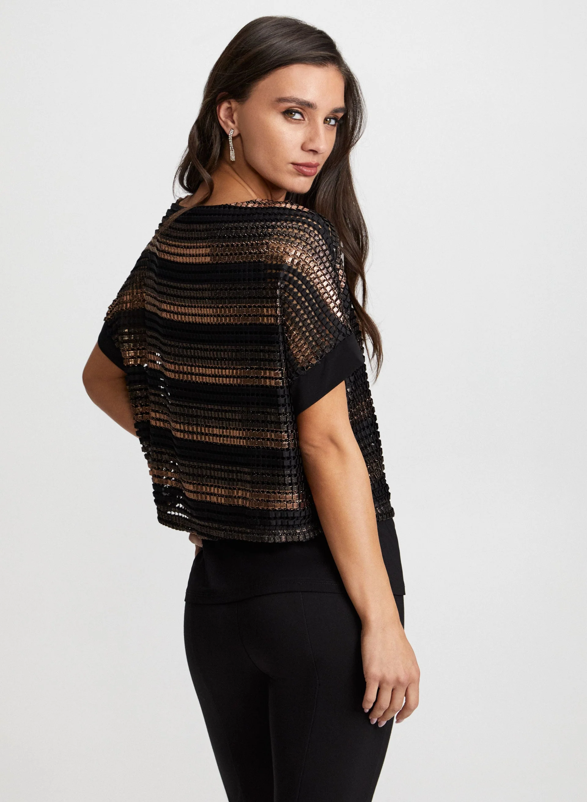 Crochet Stripe Print Top - Image 2