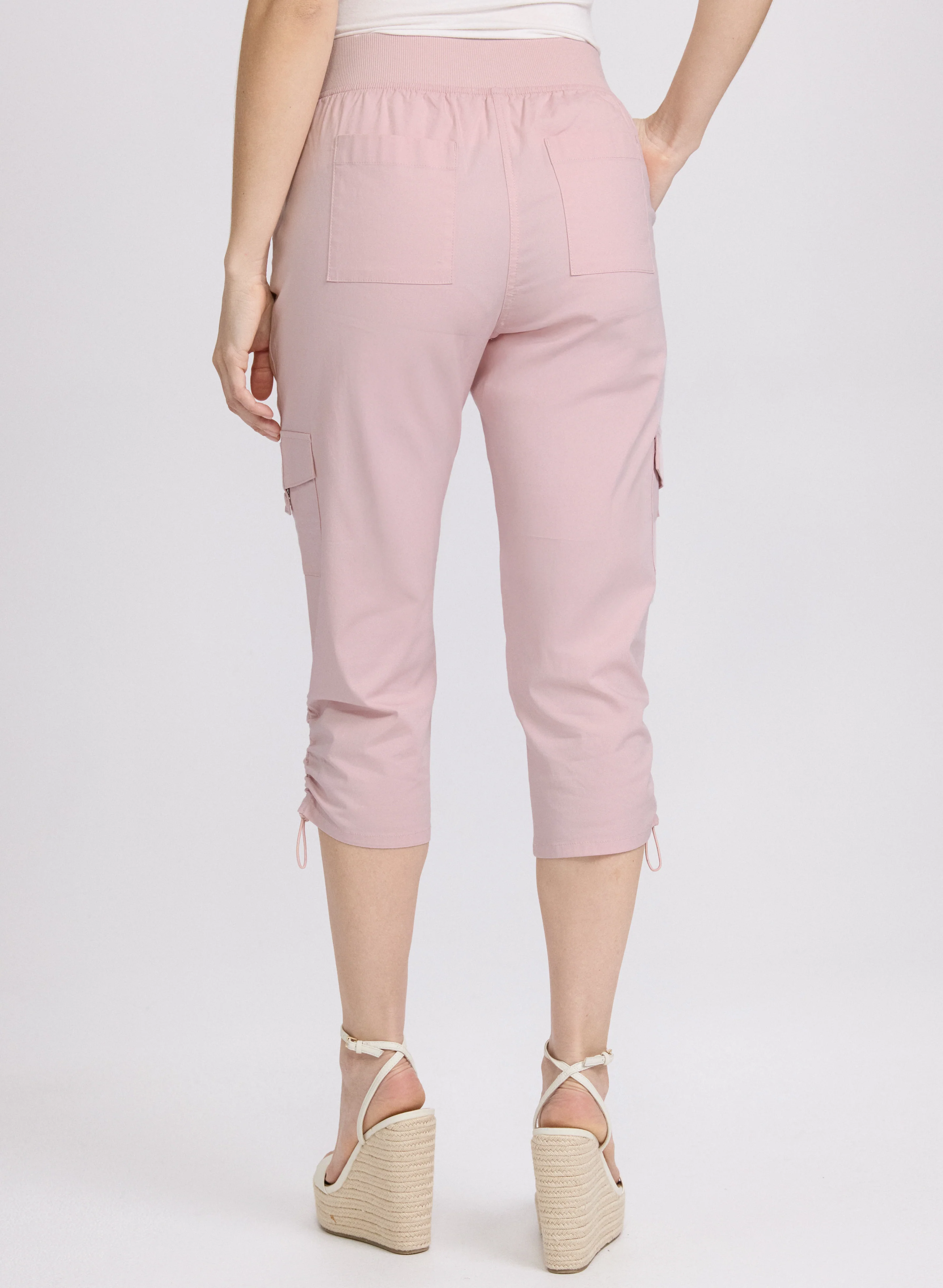 Cropped Drawstring Hem Cargo Pants - Image 2