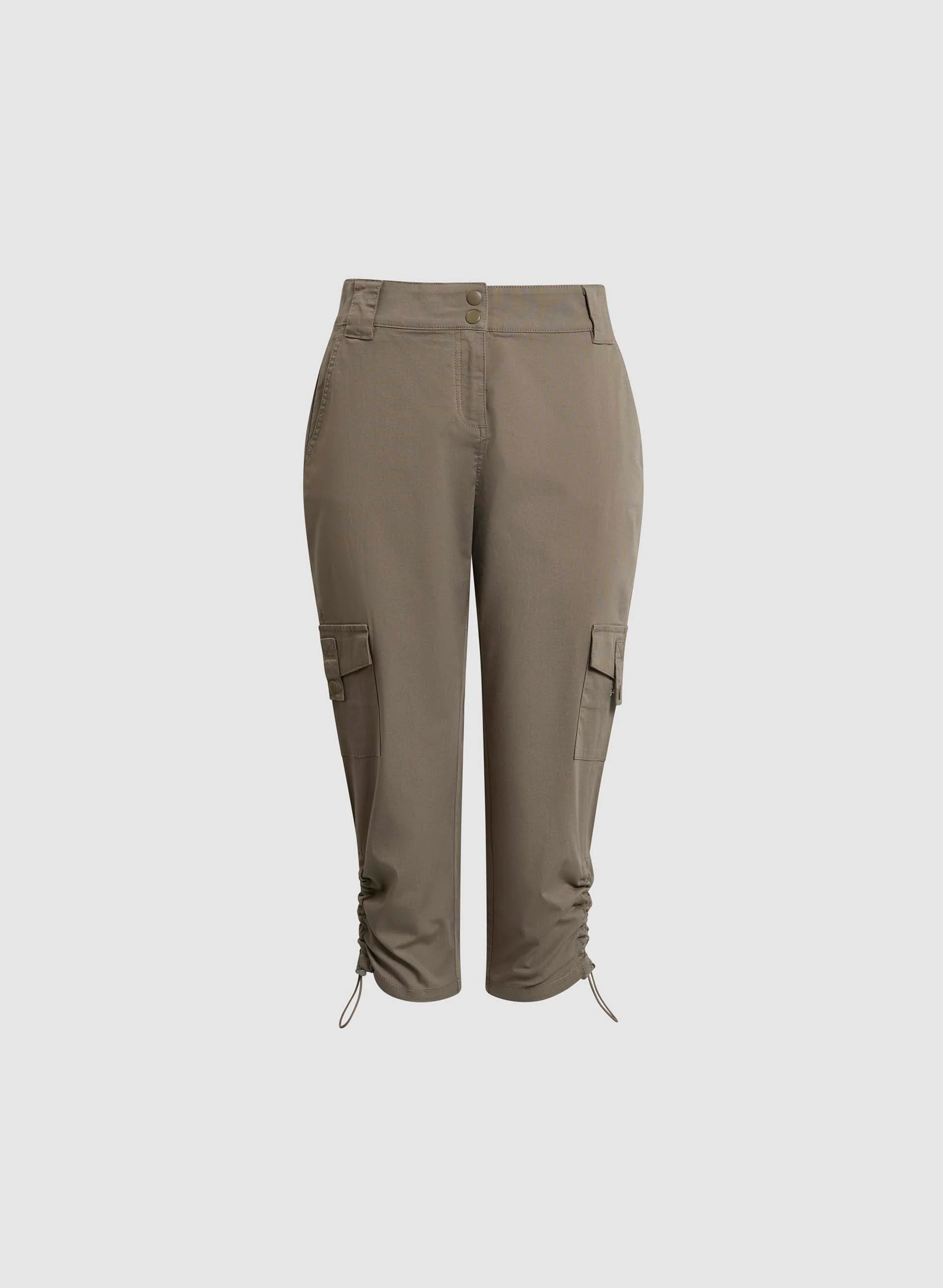 Cropped Drawstring Hem Cargo Pants - Image 6